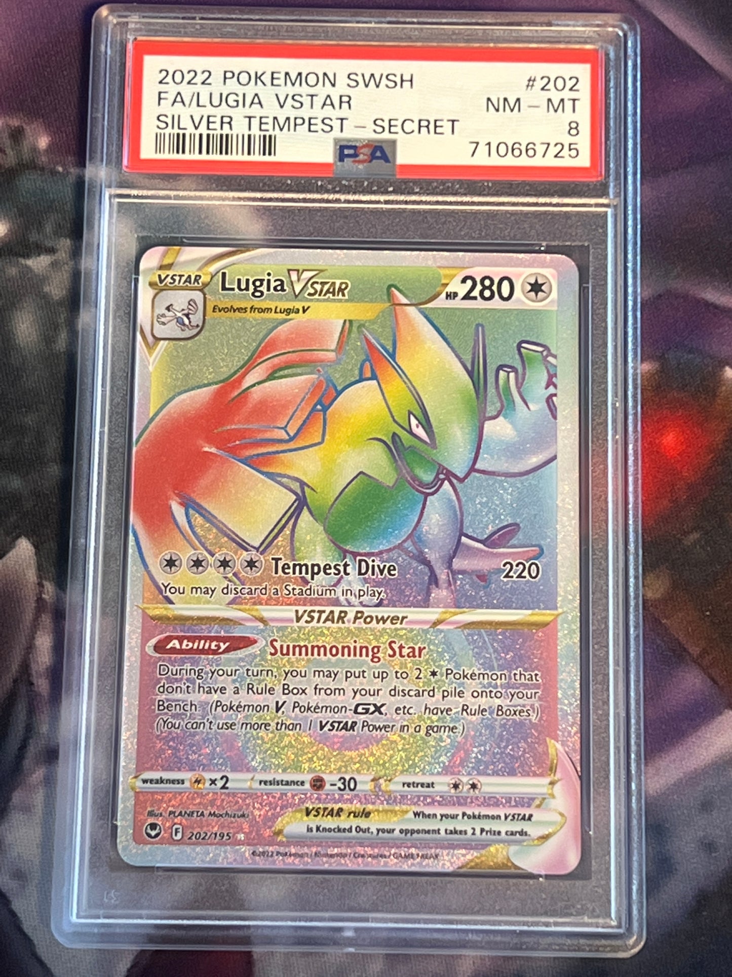 2022 Pokemon Lugia Vstar - Rainbow Rare - Graded PSA 8 - #202