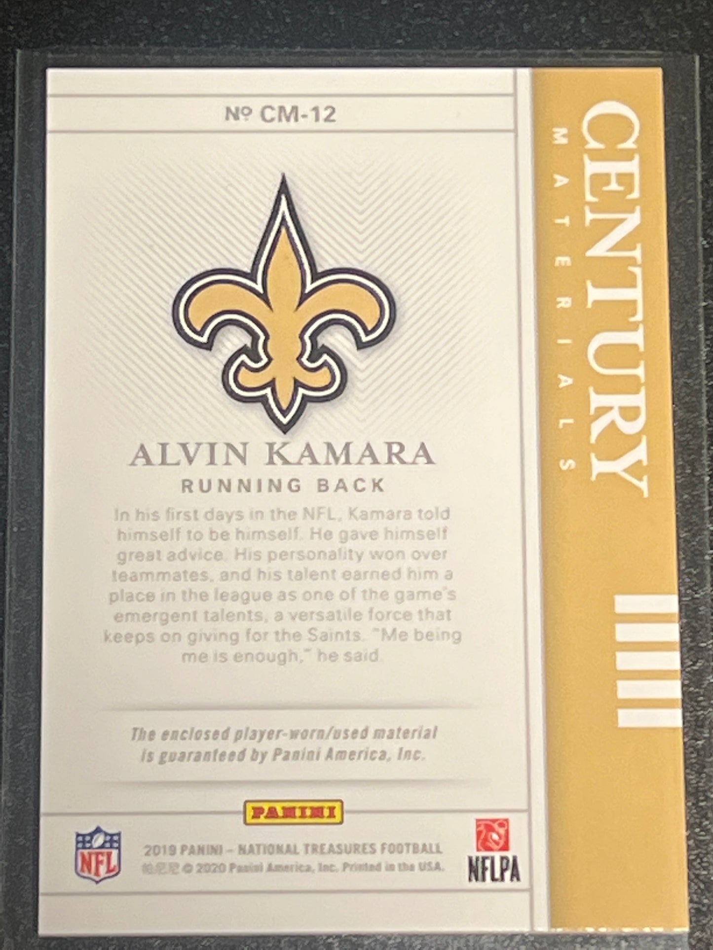 2019 Panini Nat. Treas. ALVIN KAMARA - Patch Card - 43/99- #CM-12