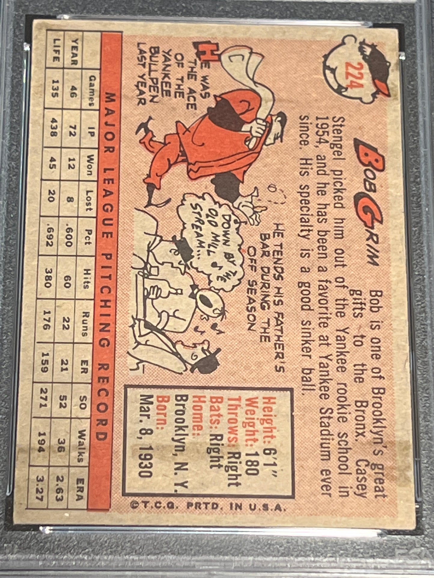 1958 Topps BOB GRIM - PSA 4