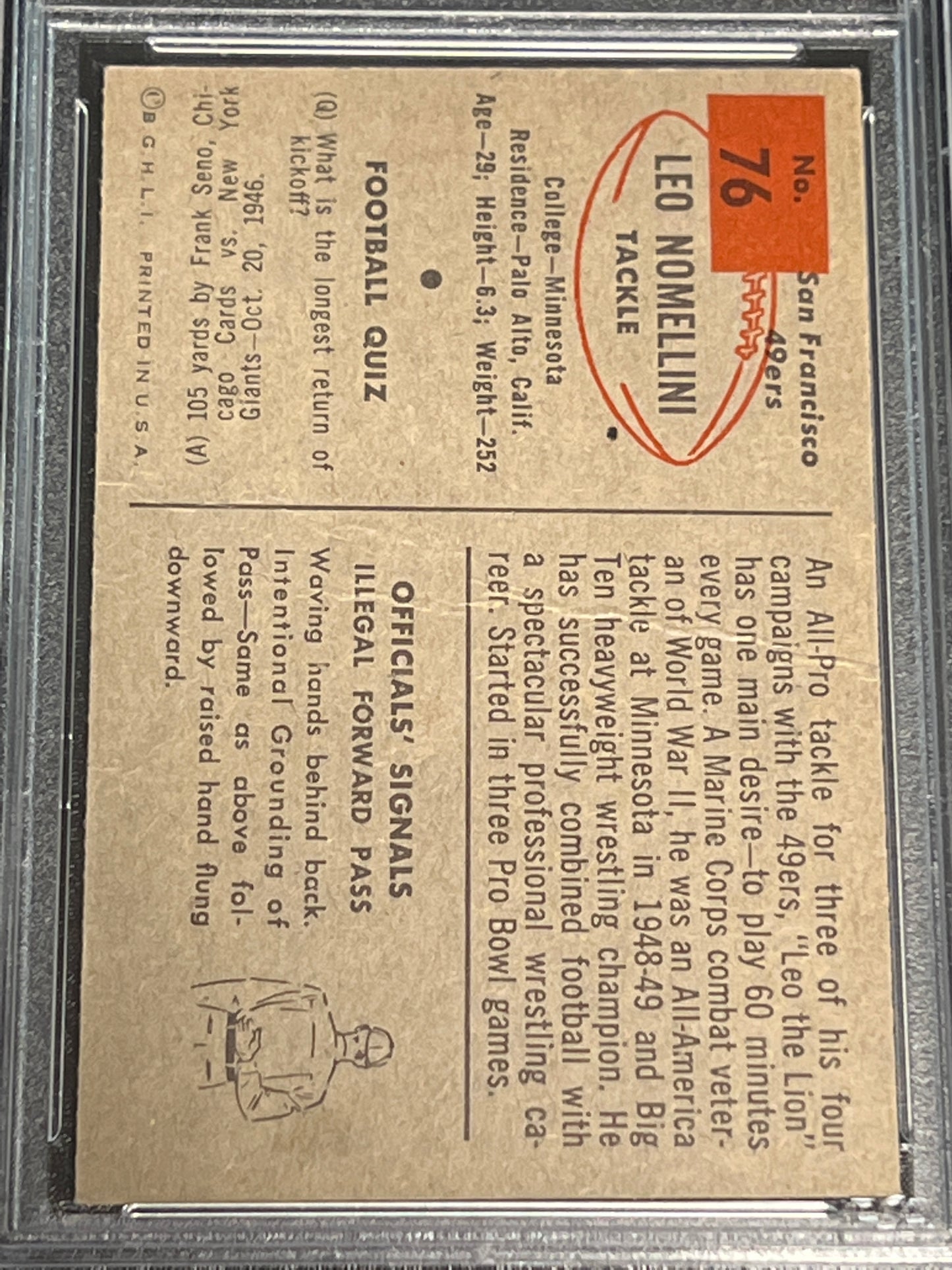 1954 Bowman LEO NOMELLINI - #76 - PSA 2