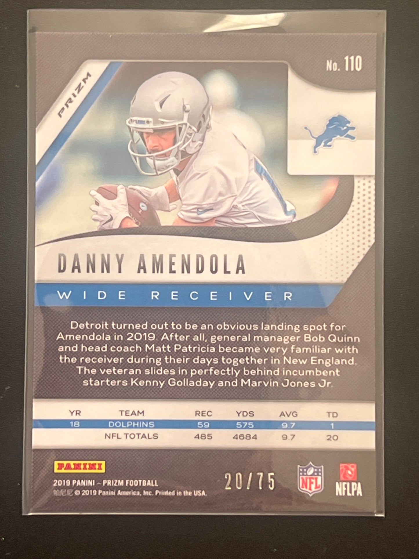 2019 Panini Prizm DANNY AMENDOLA 20/75 #110