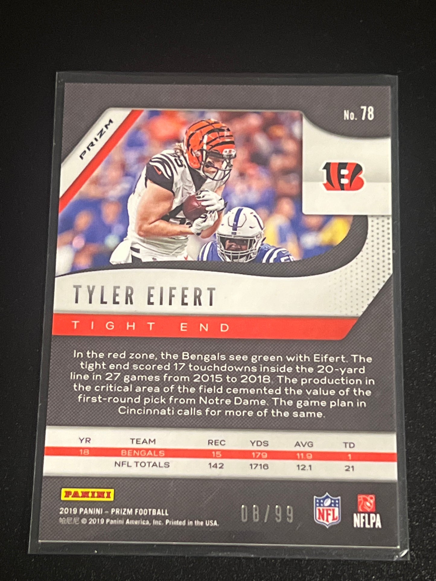 2019 Panini Prizm TYLER EIFERT 08/99 #78