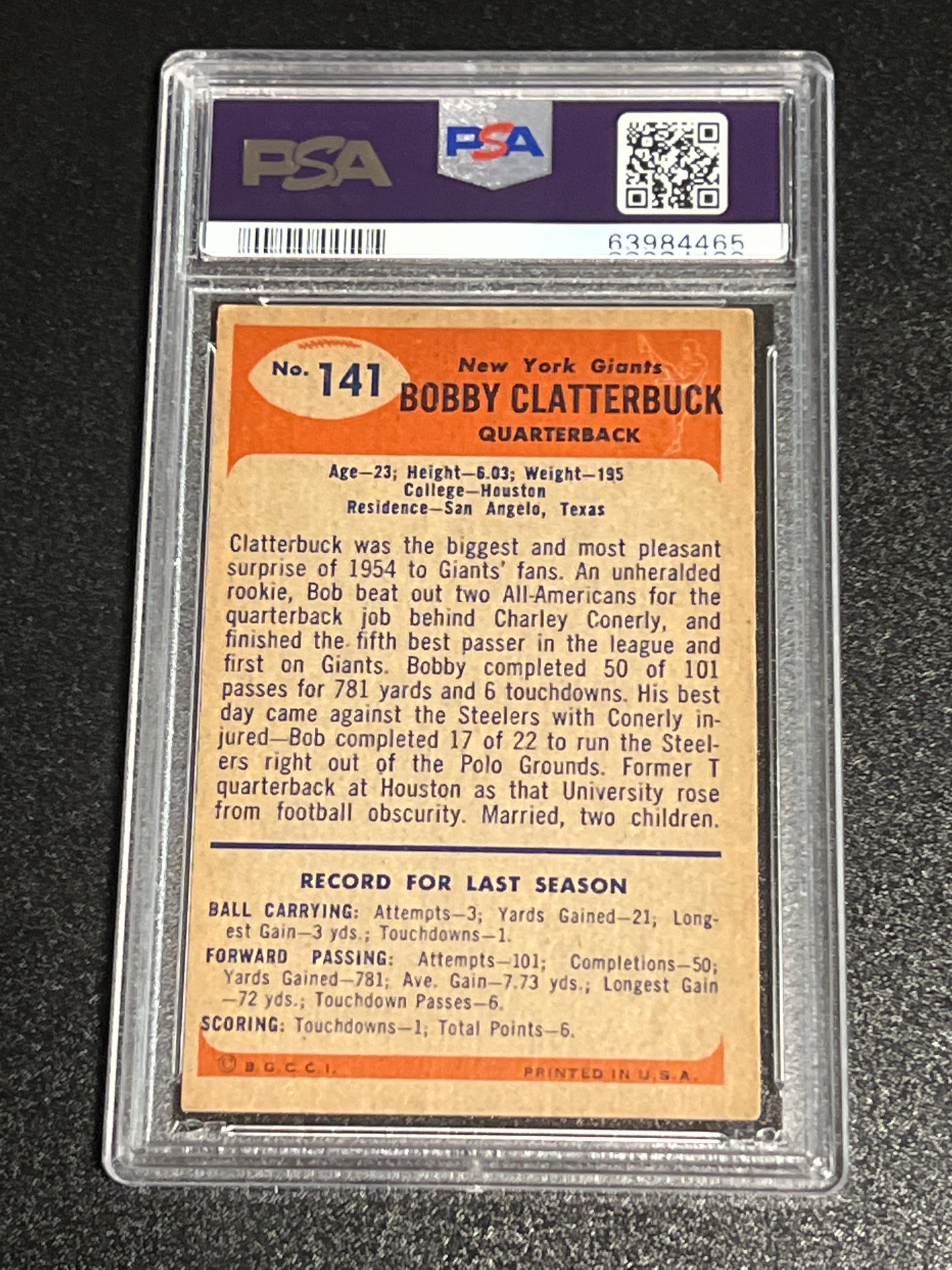 1955 Bowman BOBBY CLATTERBUCK - PSA 5