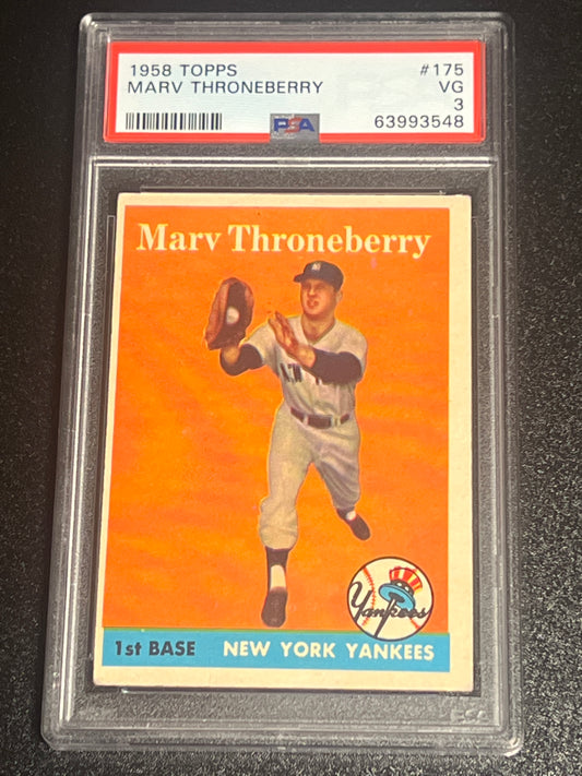 1958 Topps MARV THRONEBERRY - RC - #175 - PSA3