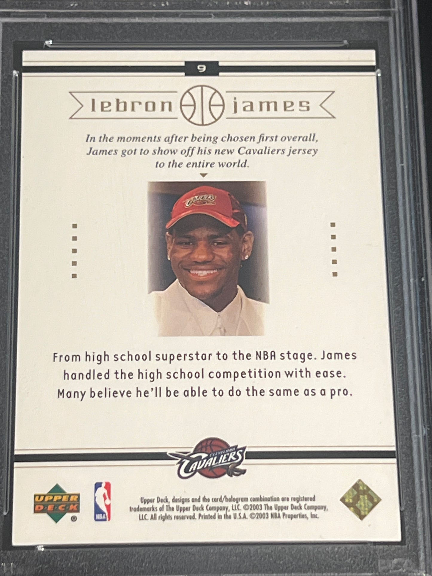 2003 Upper Deck LEBRON JAMES - PSA 9 #9