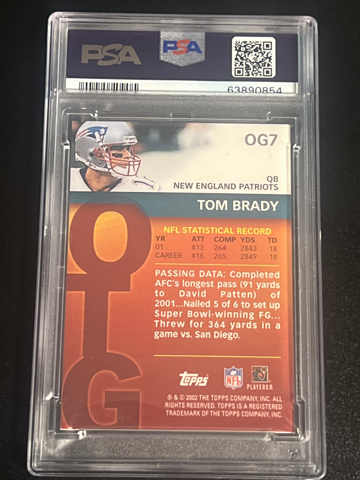 2002 Topps TOM BRADY - PSA 8 #OG7