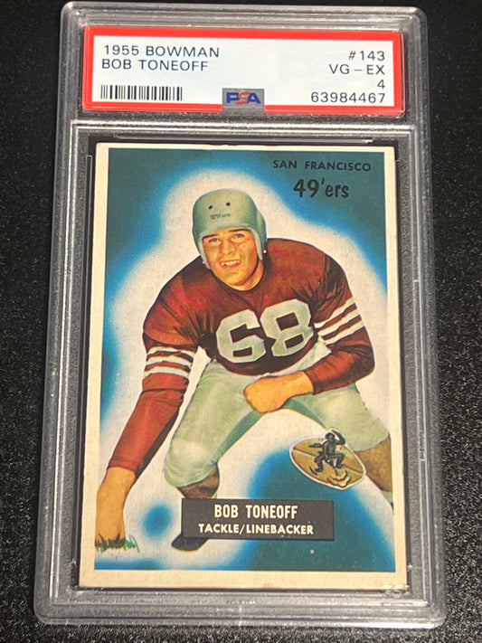 1955 Bowman BOB TONEOFF - PSA 4 (error rookie card)