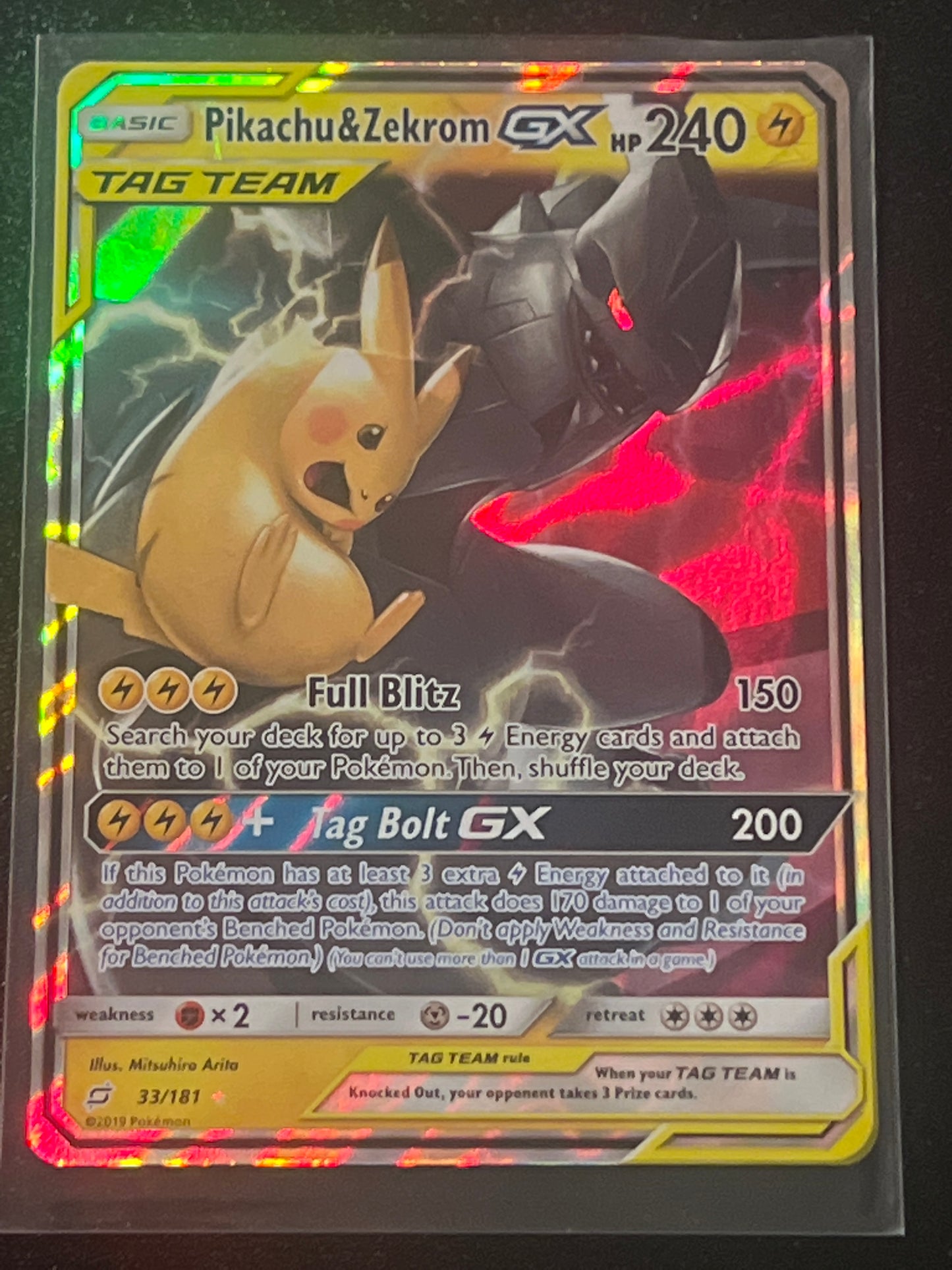 2019 Pokemon PIKACHU & ZEKROM GX - Holo - #33