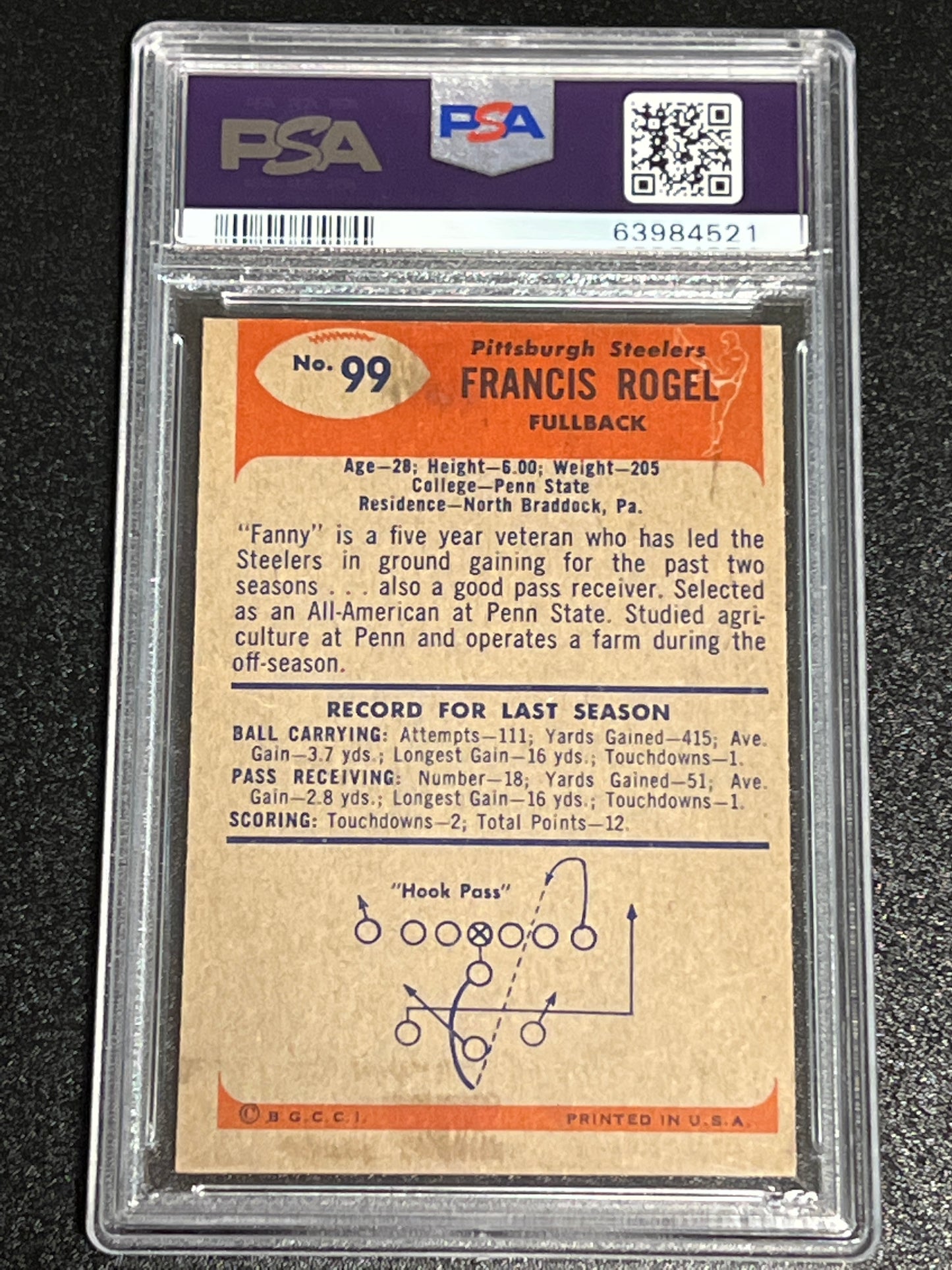 1955 Bowman FRAN ROGEL - #99 - PSA 4