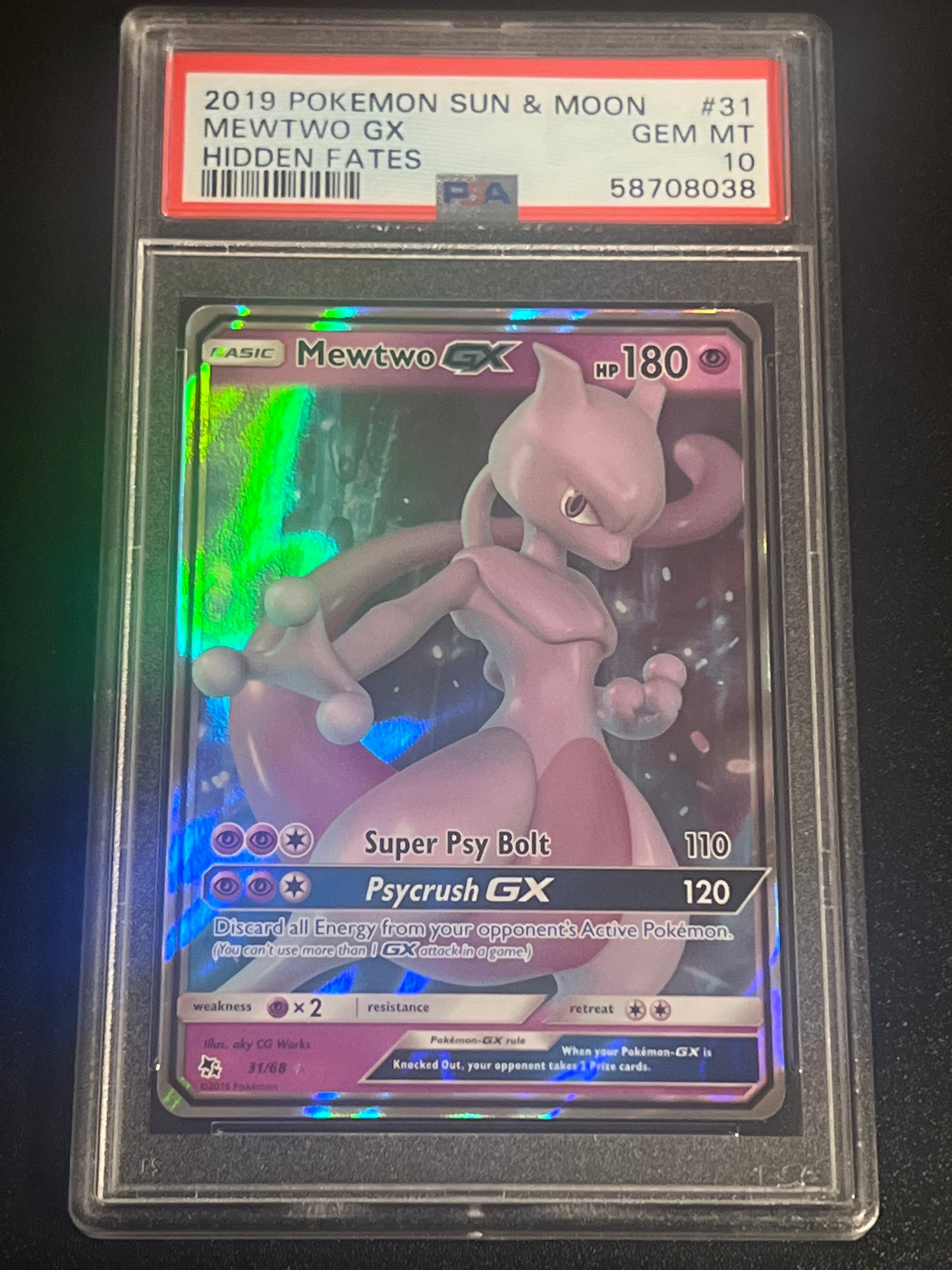 2019  Pokemon Sun & Moon MEWTWO GX - PSA 10