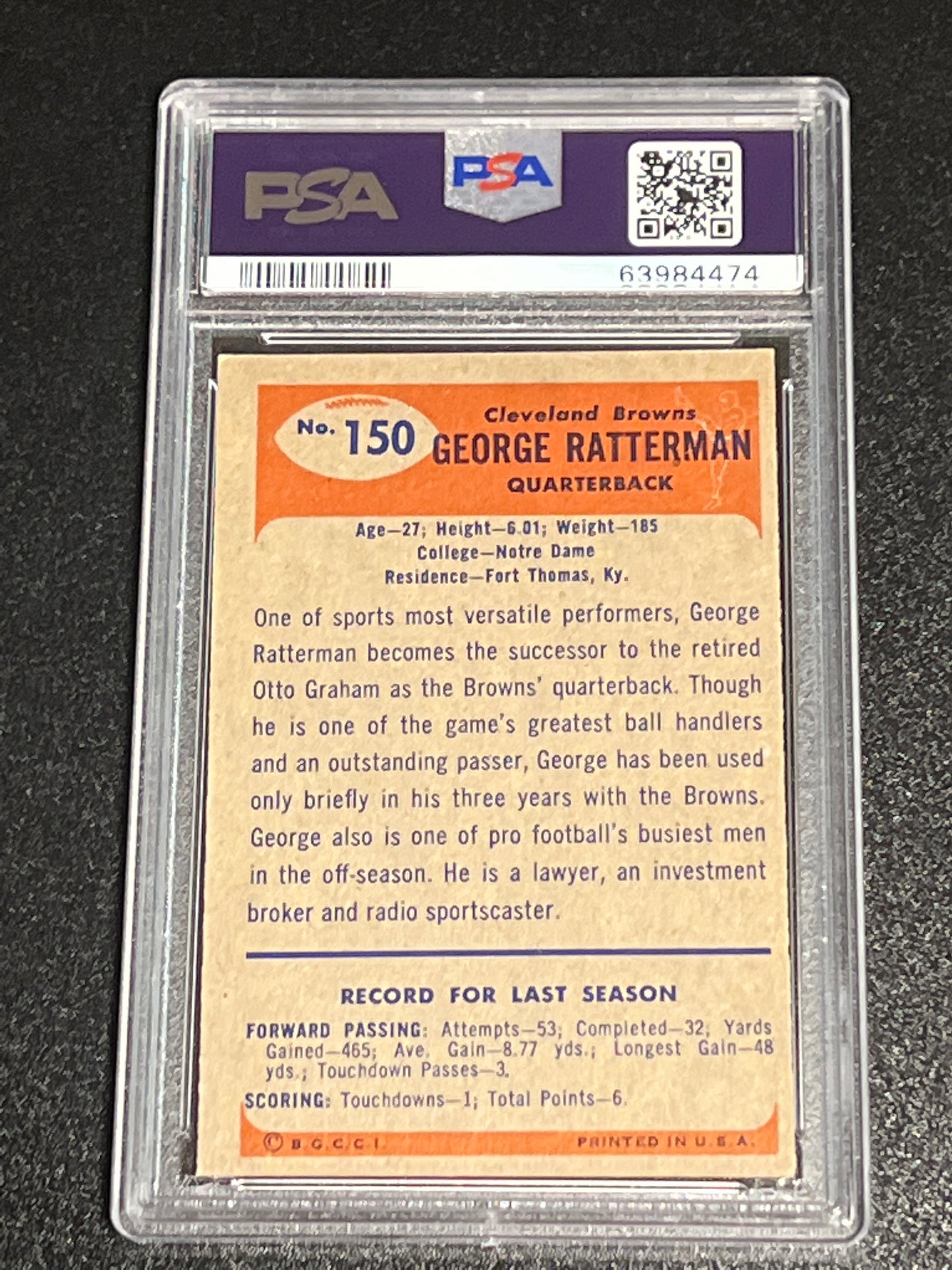 1955 Bowman GEORGE RATTERMAN - PSA 6