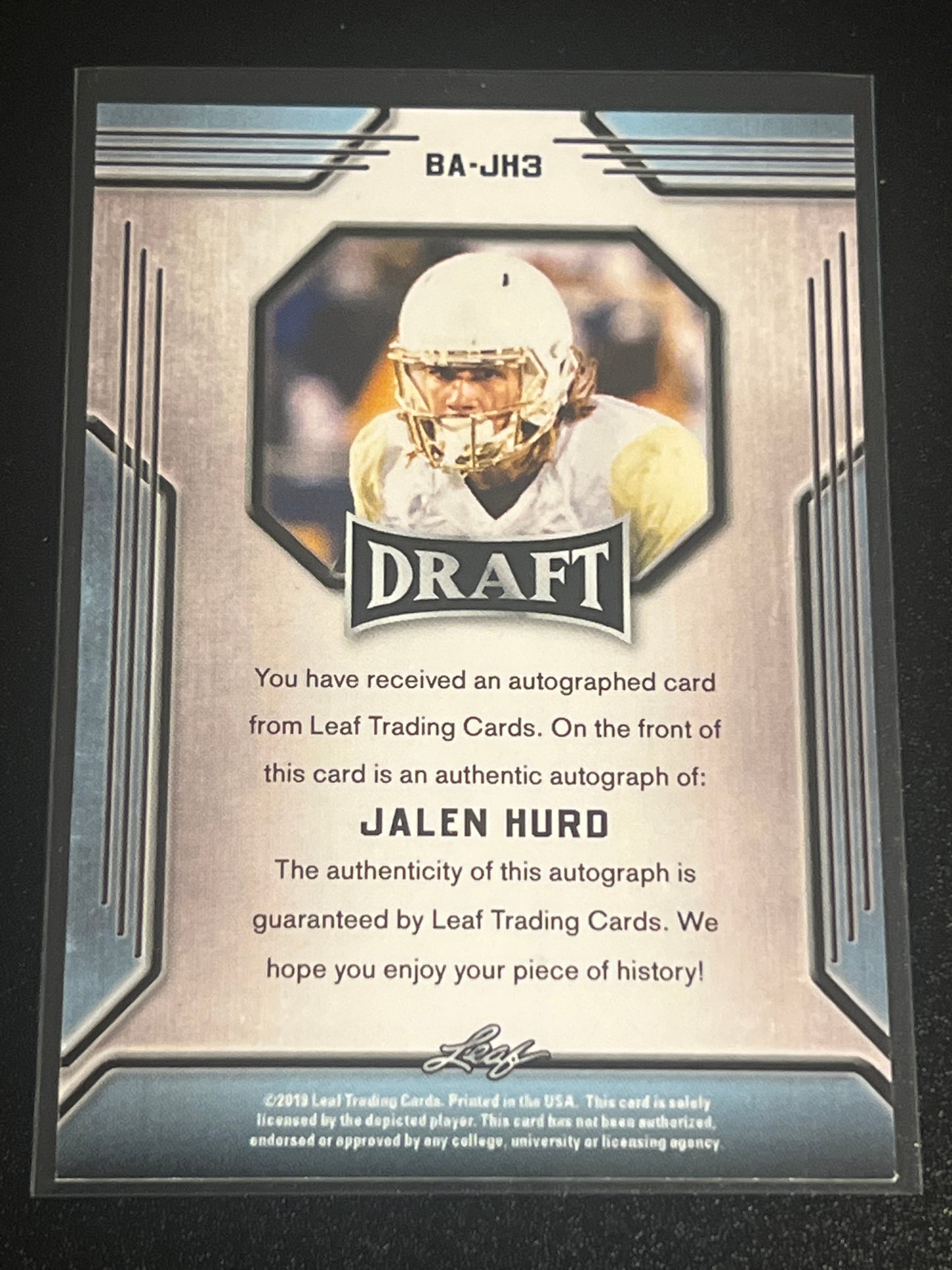 2019 Leaf JALEN HURD - RC - Auto - #BA-JH3 - Gold