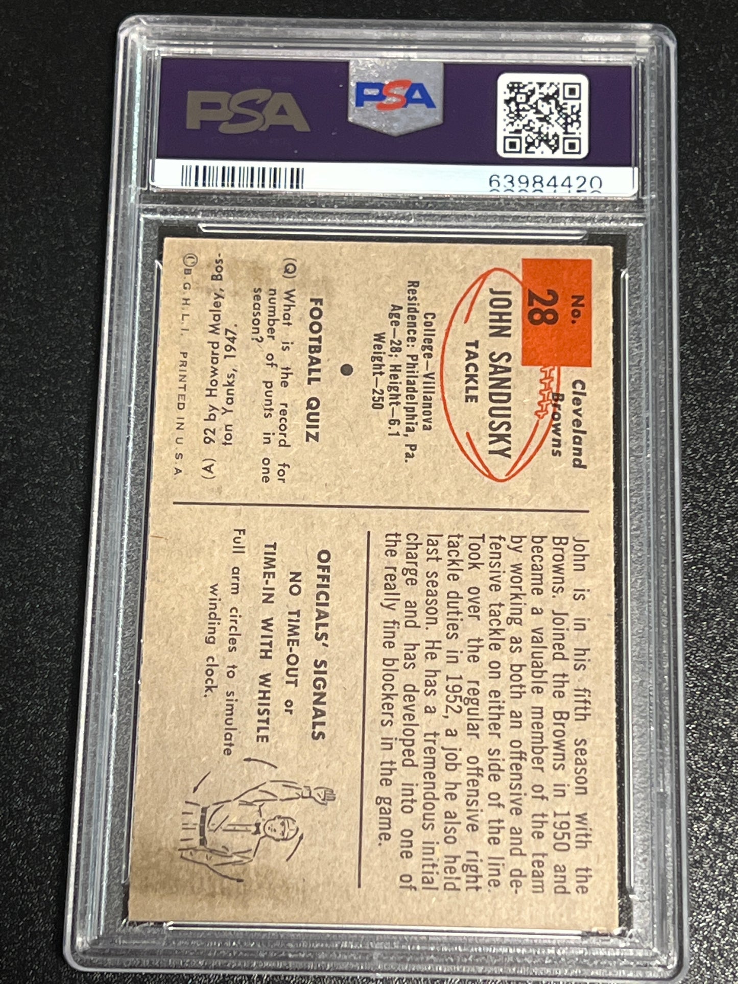 1954 Bowman JOHN SANDUSKY  - #28 - PSA 5