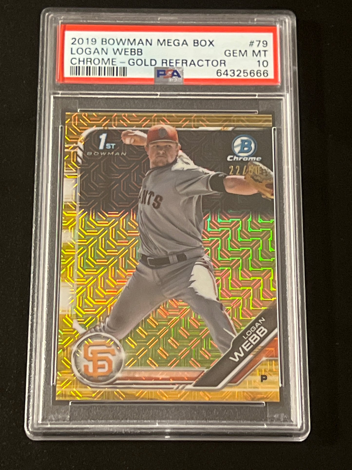 2019 Bowman Mega Box - LOGAN WEB - RC - GOLD REFRACTOR - #79 - 22/50 - PSA 10