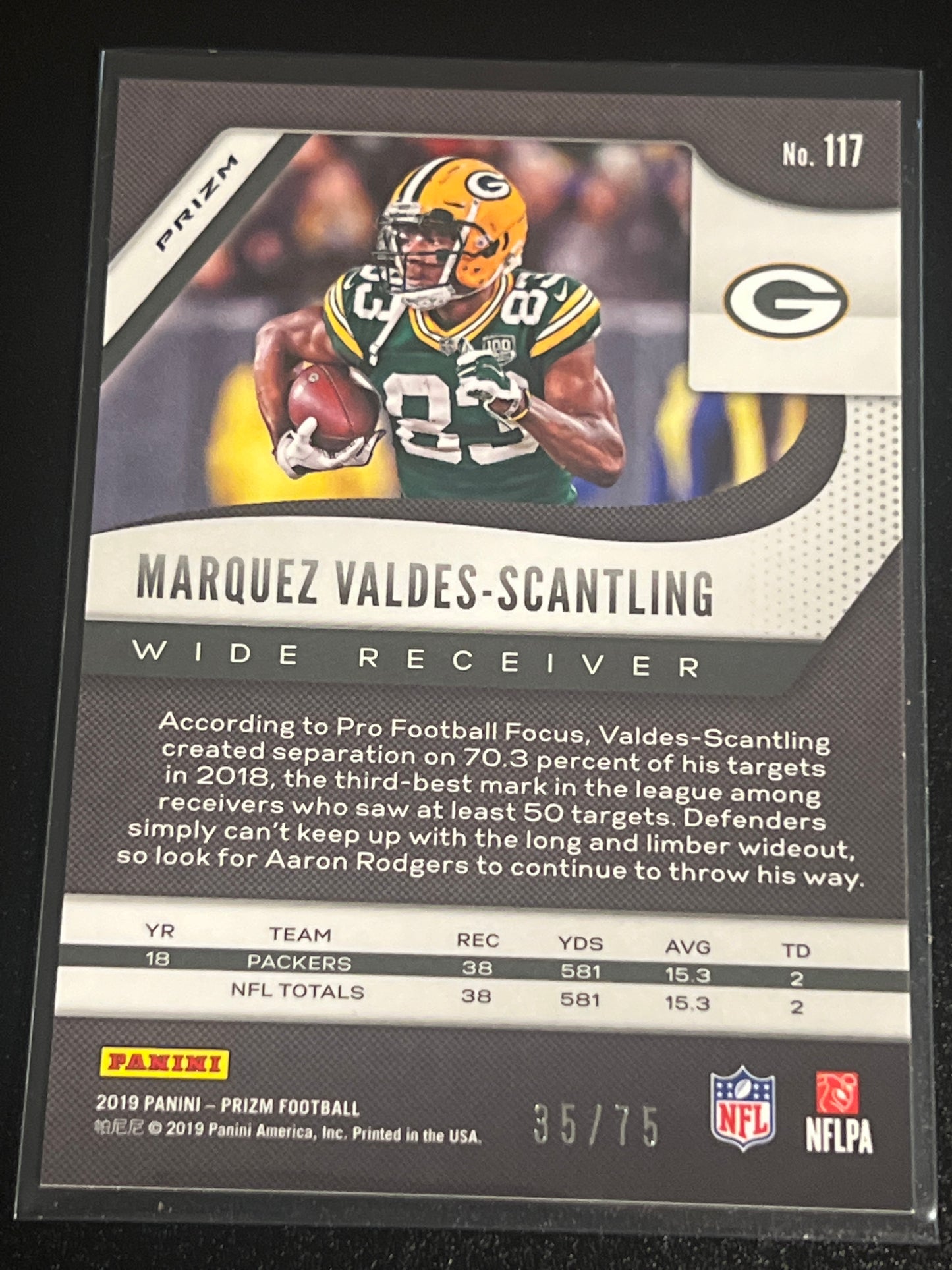 2019 Panini Prizm MARQUEZ VALDES-SCANTLING 35/75 #117