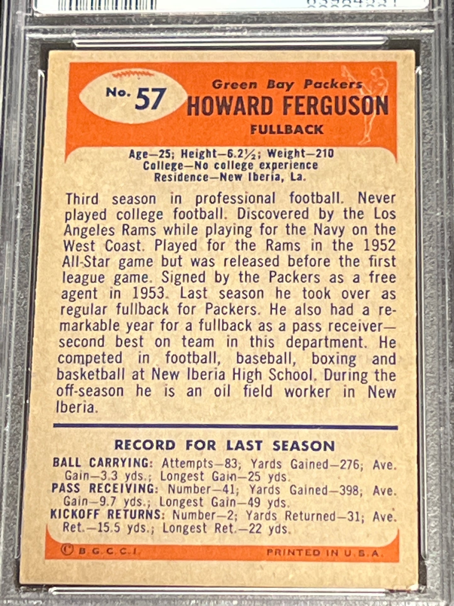 1955 Bowman HOWARD FERGUSON - RC - #57- PSA 5