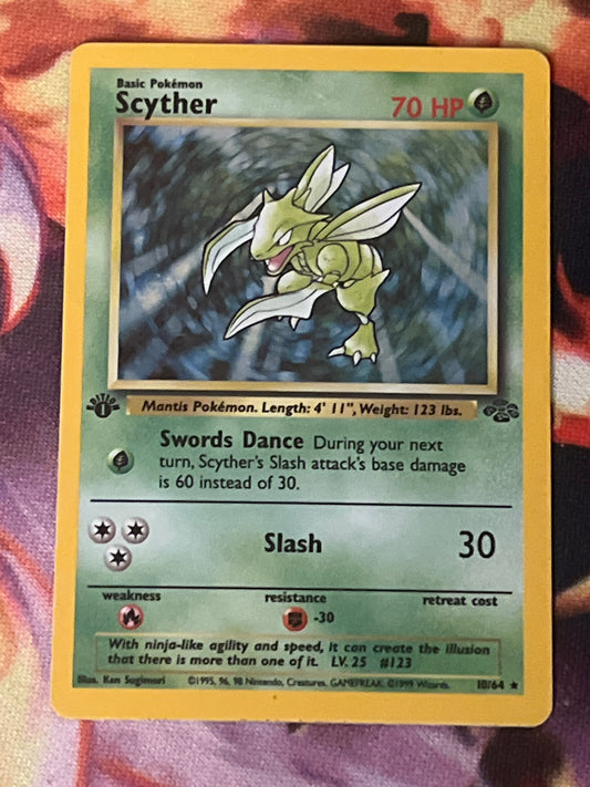 1999 Pokemon Scyther - Rare Holo - 1st Edition - #10