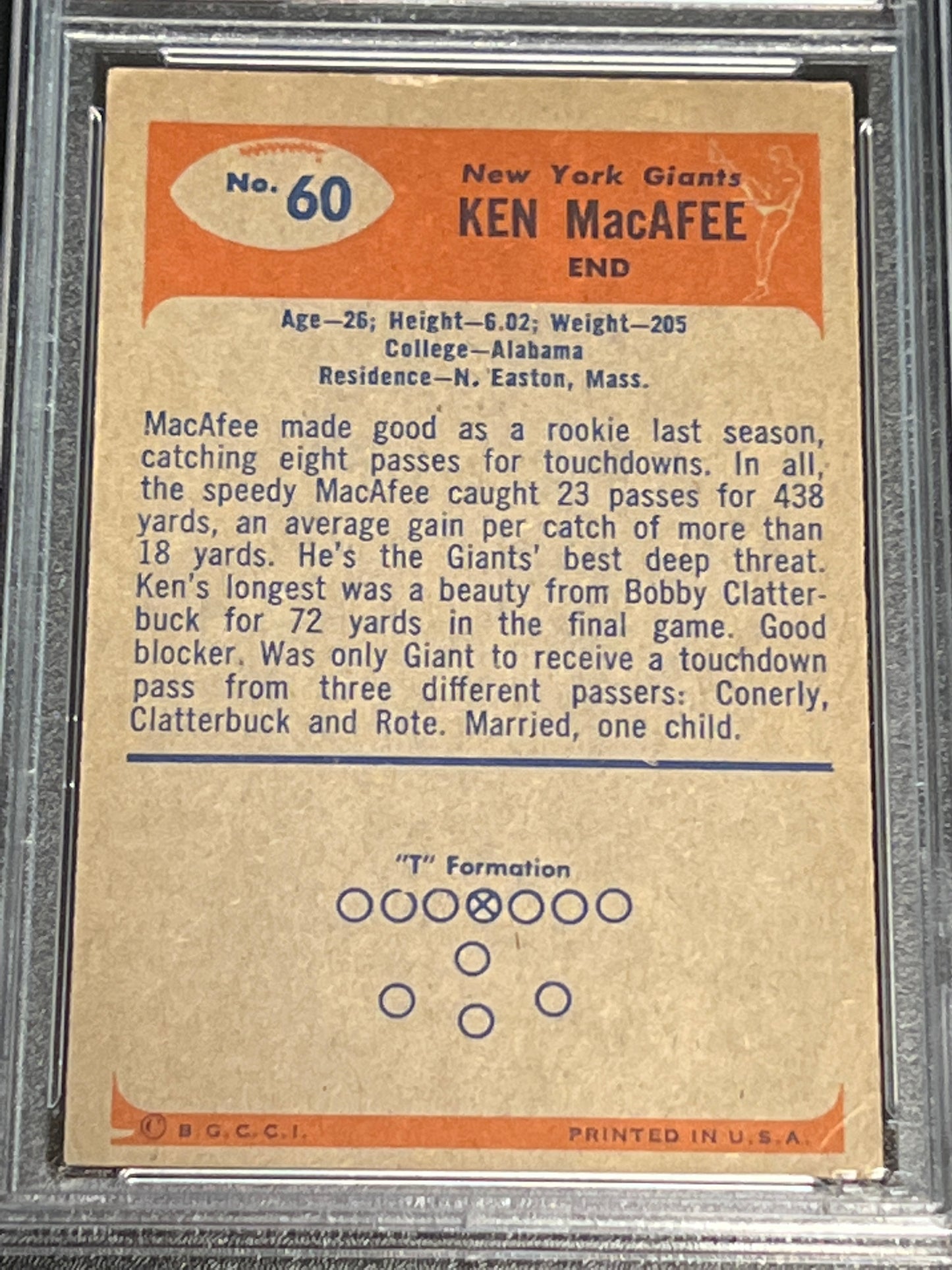 1955 Bowman KEN MACAFEE - RC - #60 - PSA 4