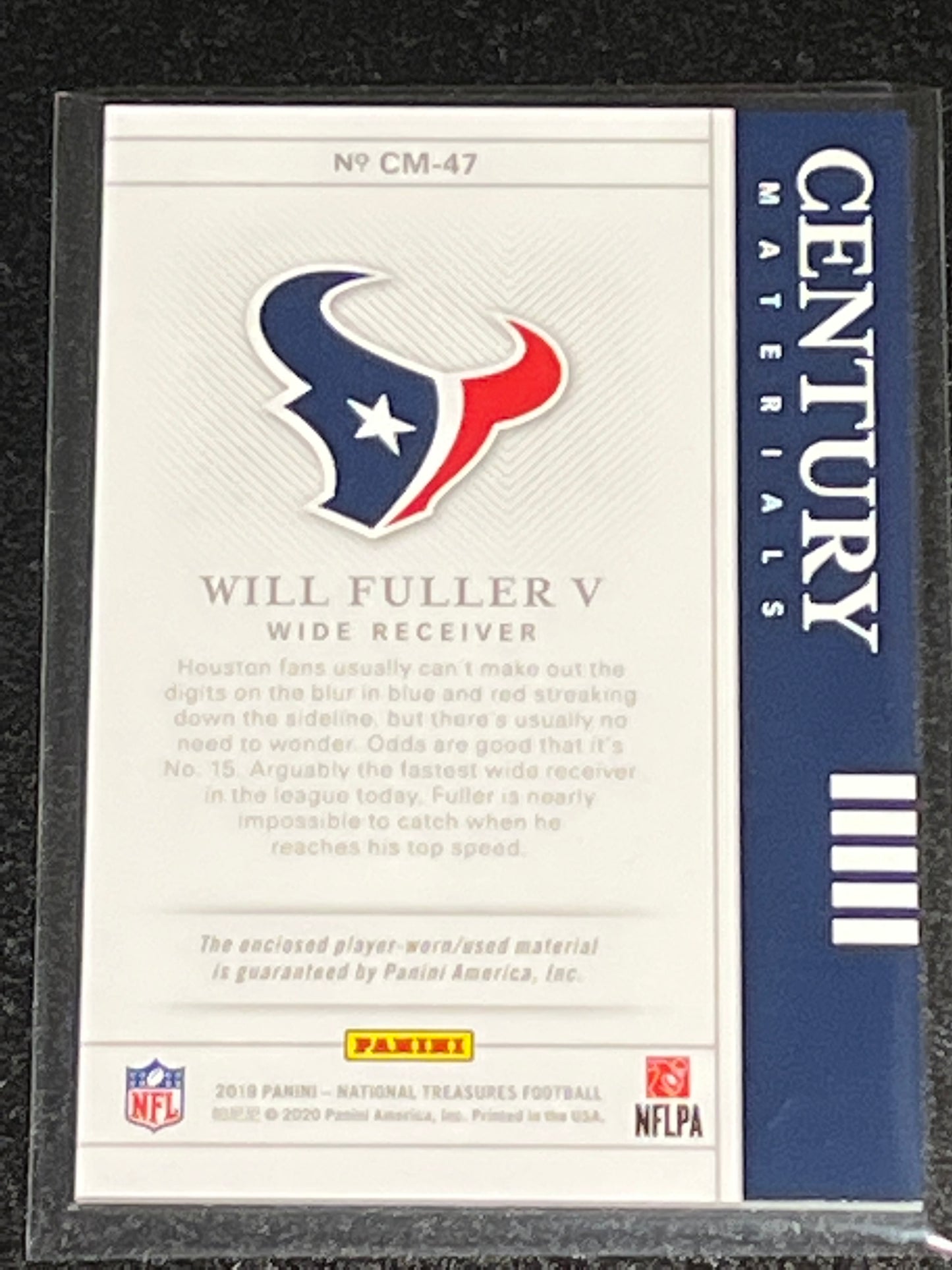 2019 Panini Nat. Treas. WILL FULLER V - Patch Card - 76/99 - #CM-47