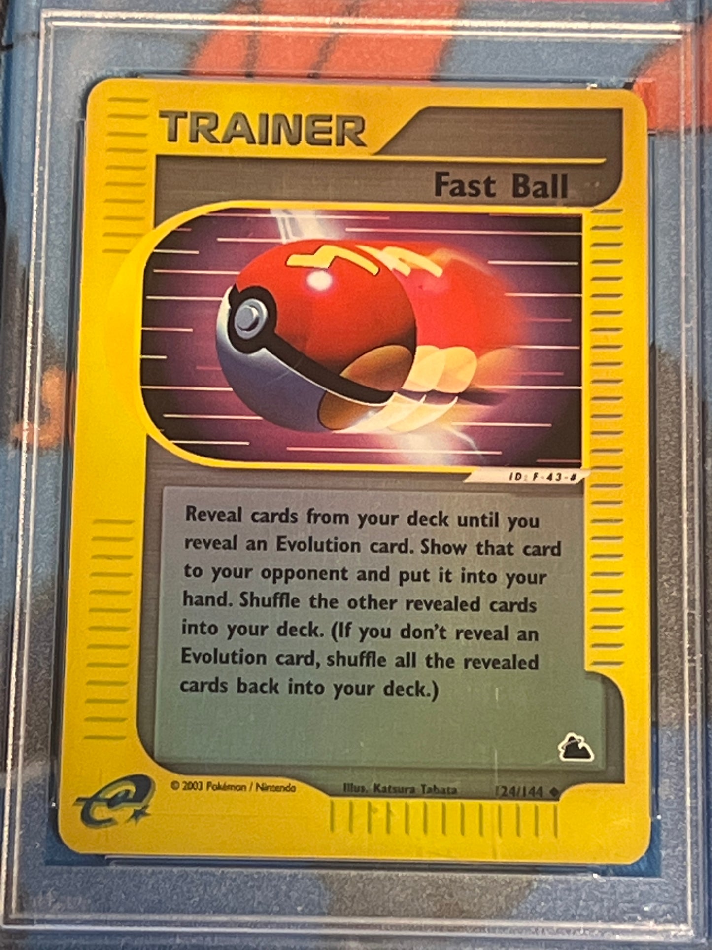 2003 Pokemon Skyridge Fast Ball - Reverse Foil Trainer - Graded PSA 8 - #124