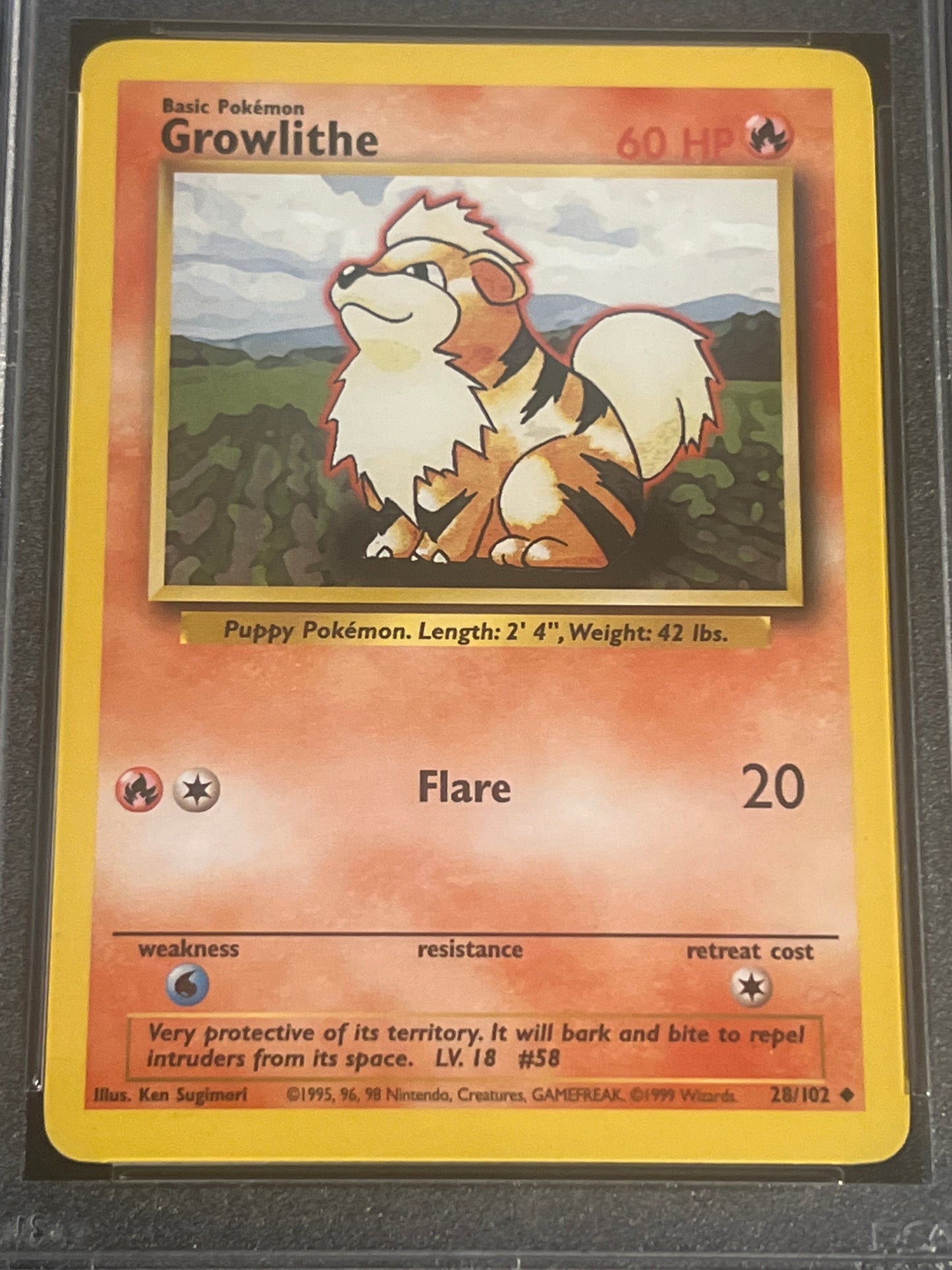 1999 Pokemon game GROWLITHE - PSA 10