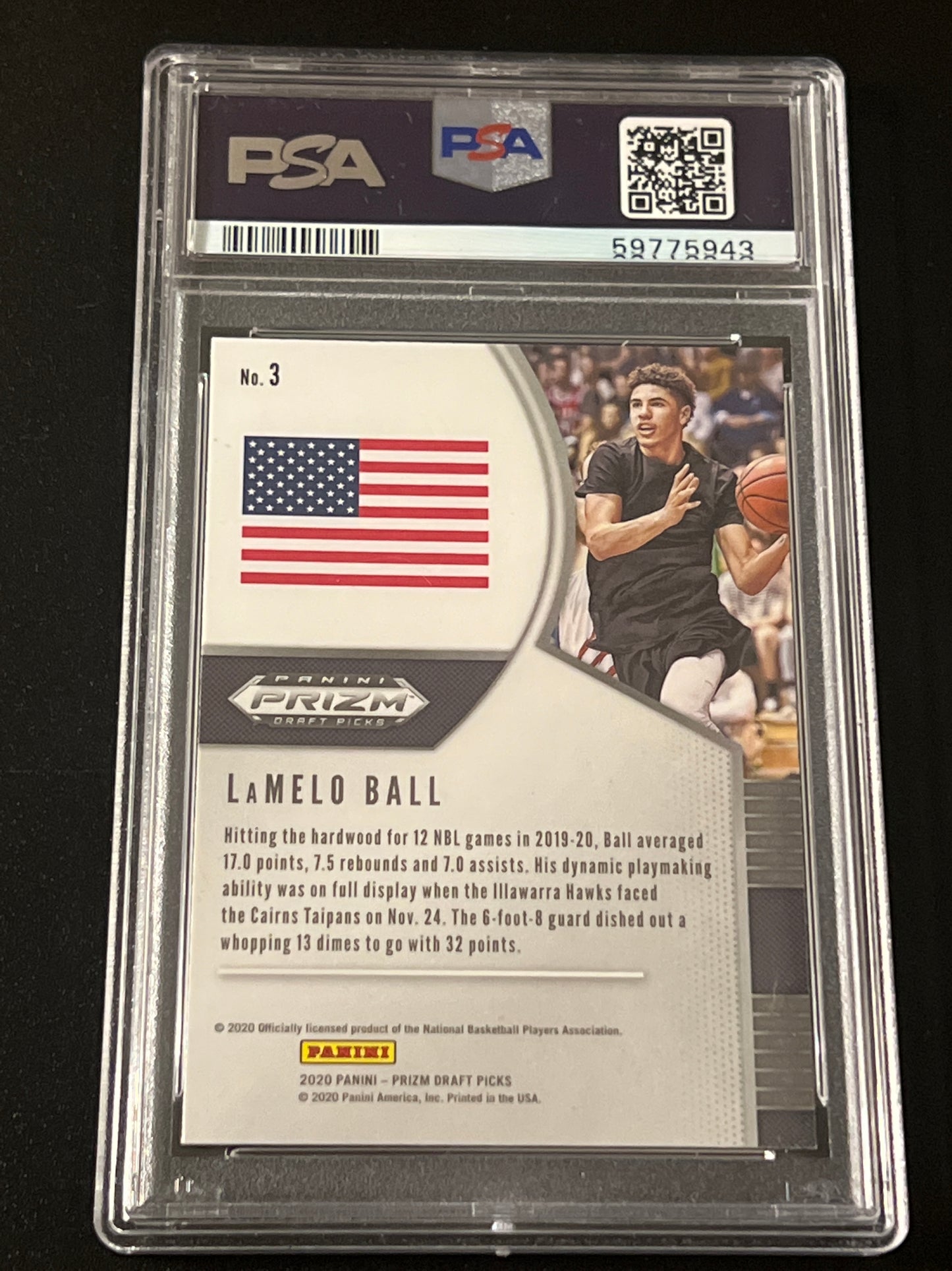 2020 Panini Prizm - LAMELO BALL - RC- #3 - PSA 10