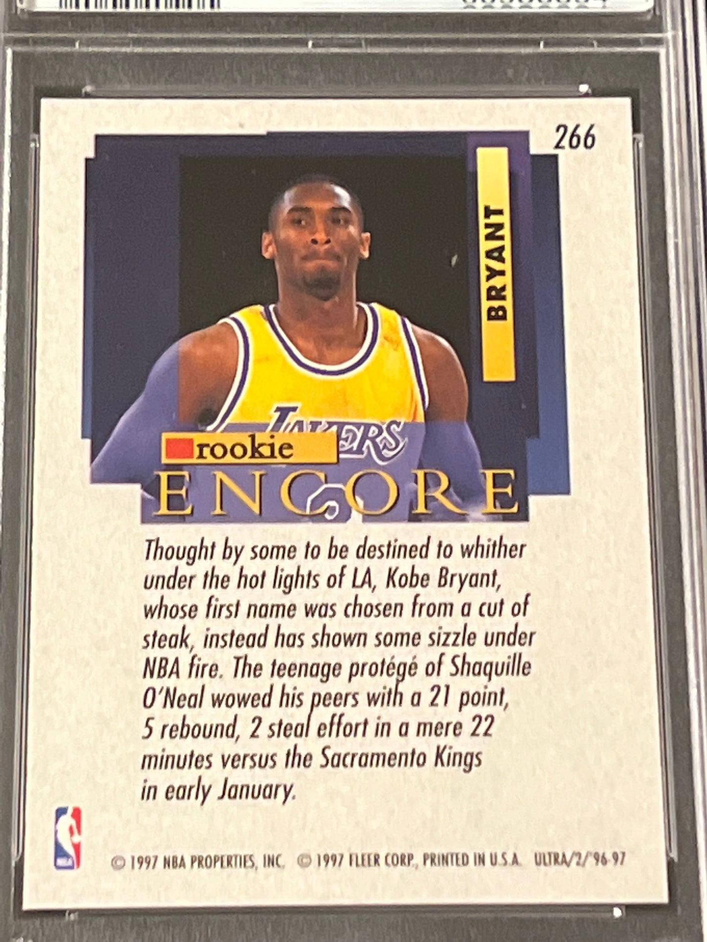 1996 Ultra - KOBE BRYANT - RC - #266- PSA 8