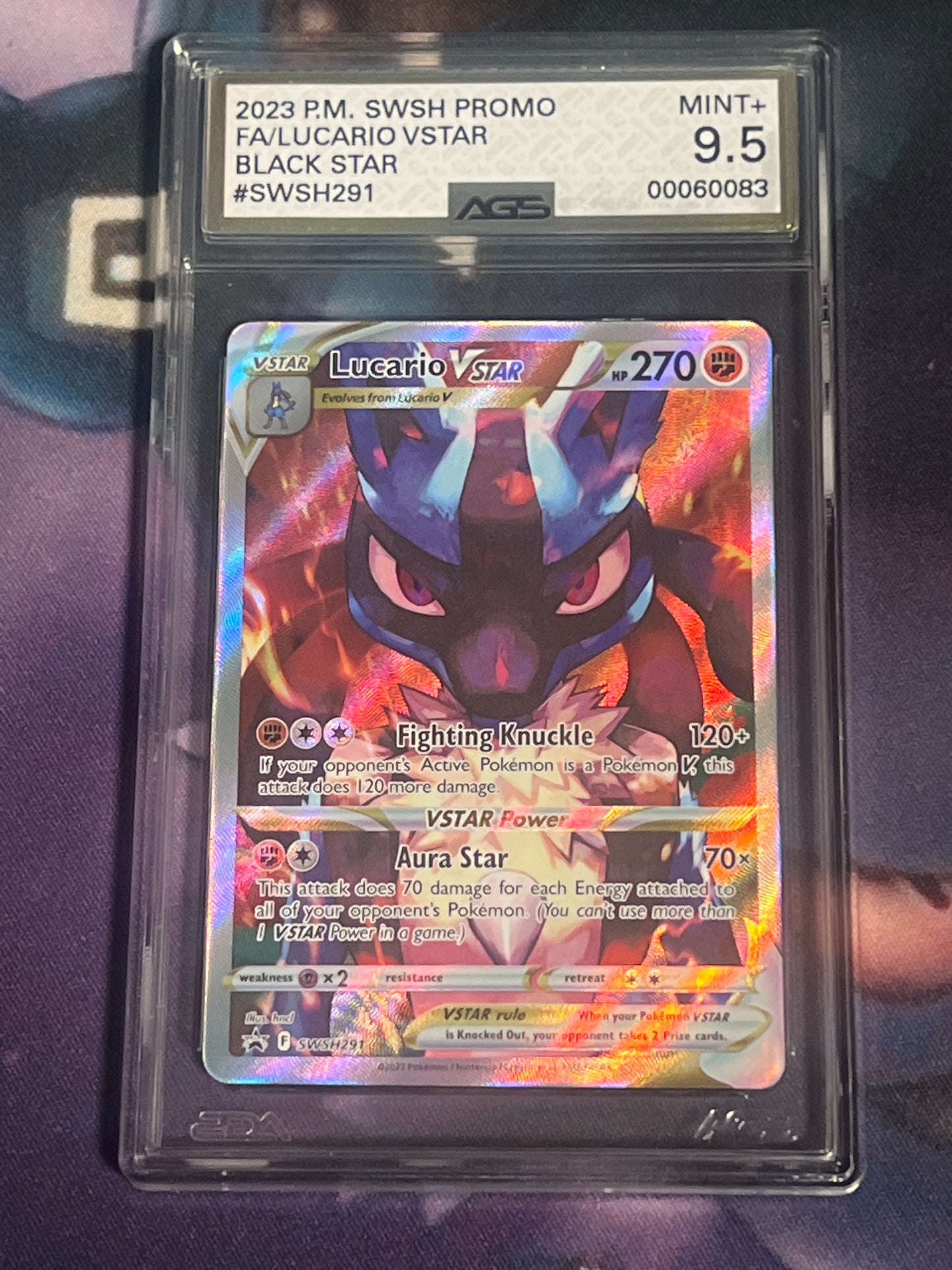 2023 Pokemon - Lucario Vstar - Black Star Promo - Graded AGS 9.5 - #SWSH291