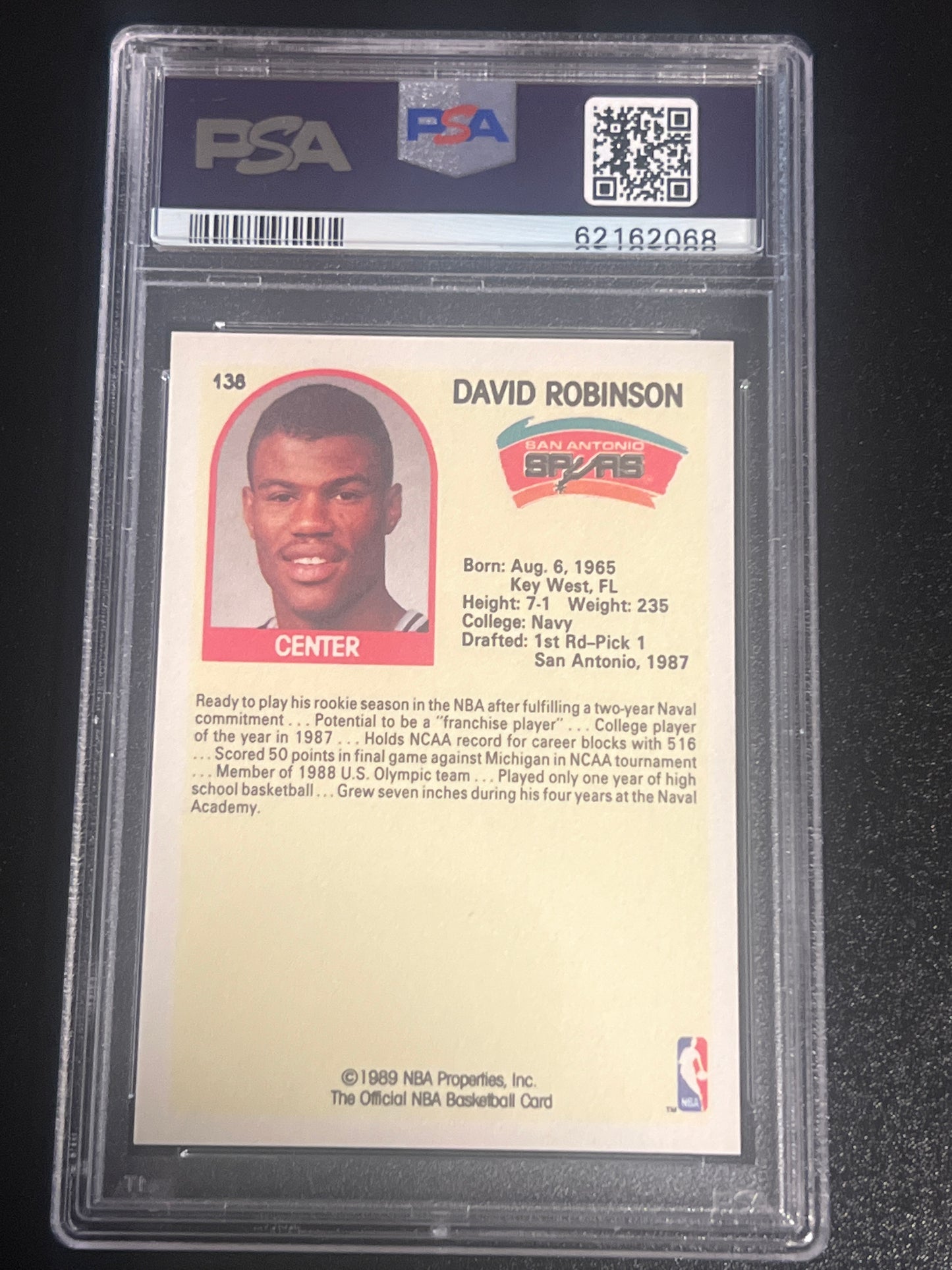 1989 Hoops DAVID ROBINSON - PSA 9 #138