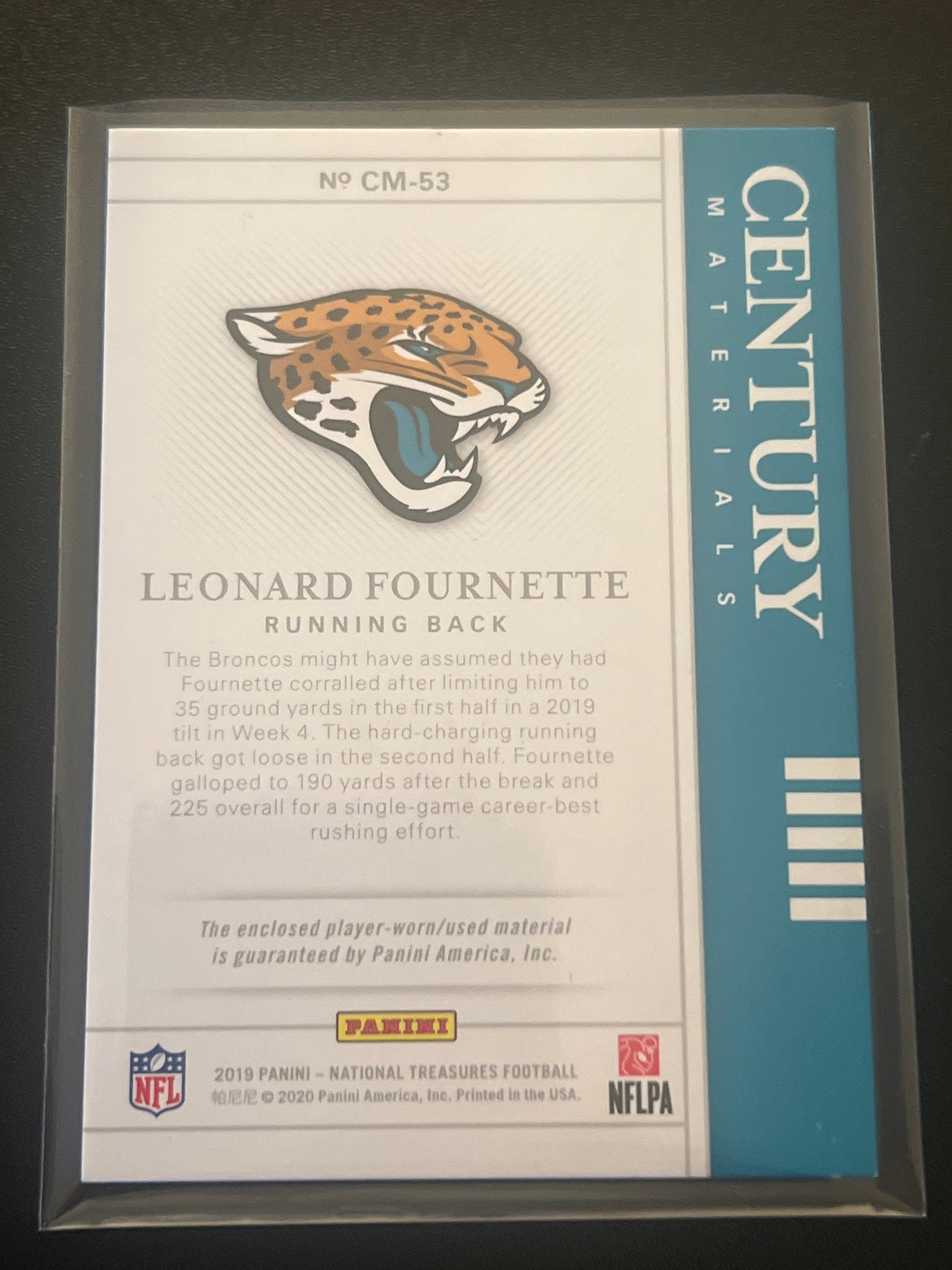 2019 Panini Nat. Treas. LEONARD FOURNETTE 17/99 Patch Card #CM-53