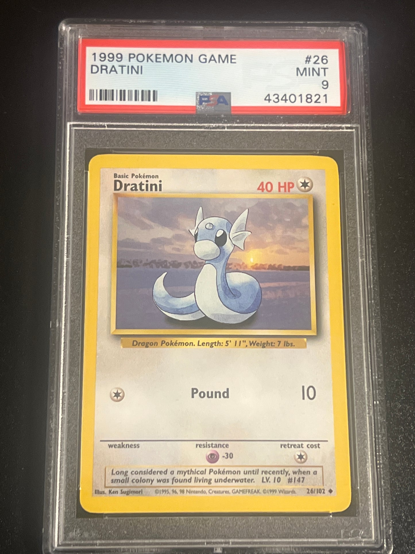 1999 Pokemon Game DRATINI - PSA 9