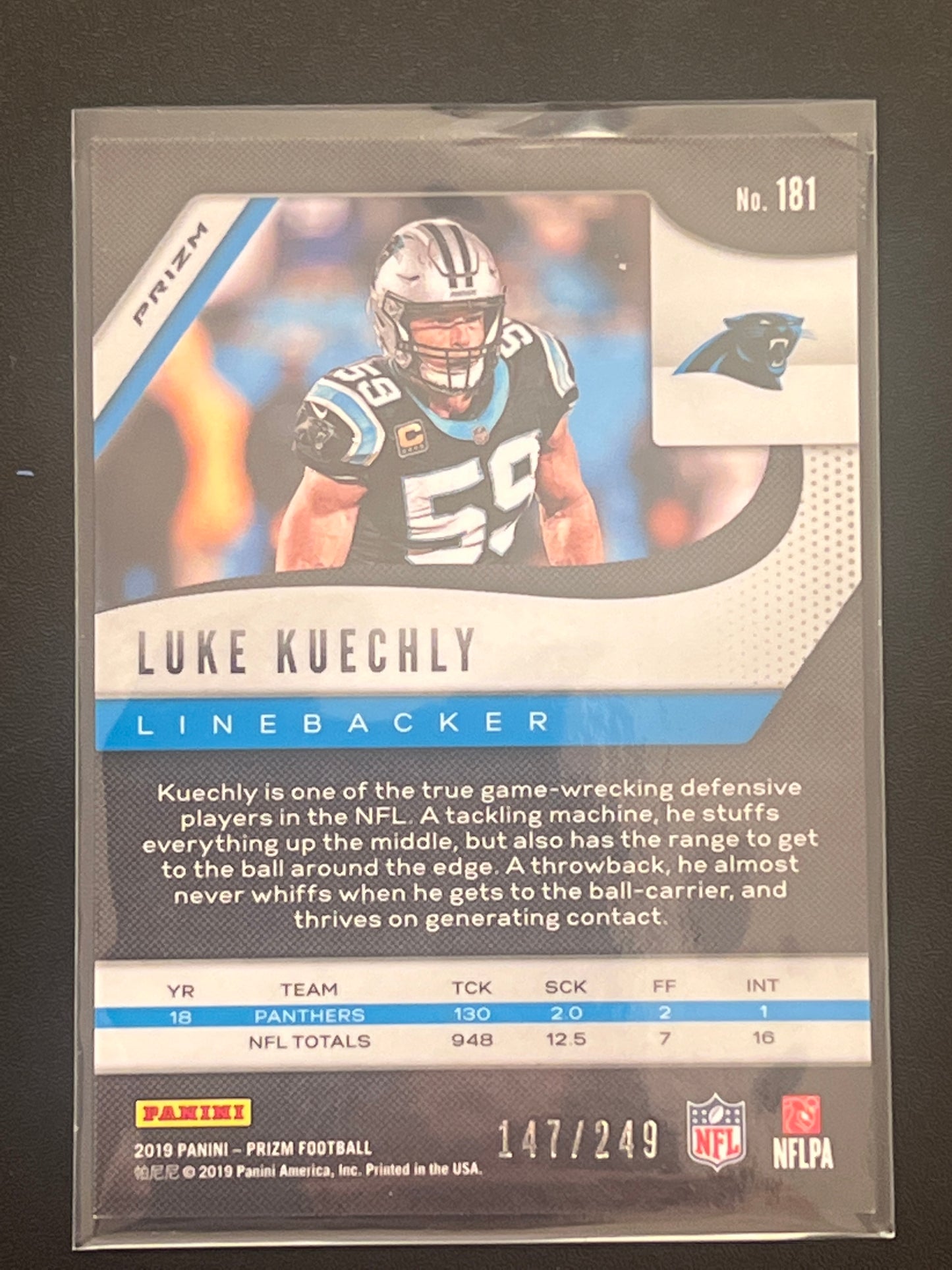 2019 Panini Prizm LUKE KUECHLY 147/249 #181