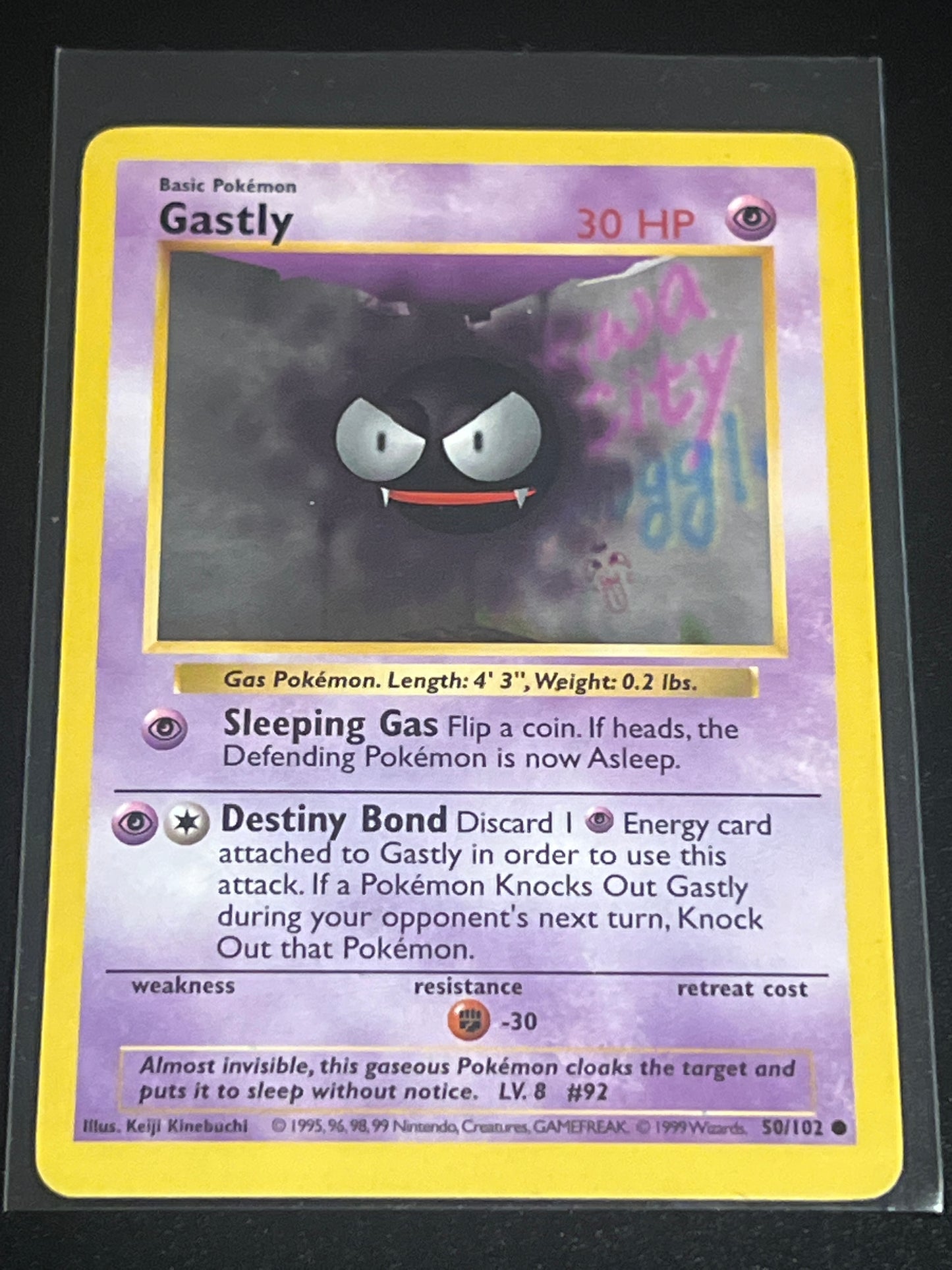 1999 Pokemon GASTLY - Base Set - Shadowless - #50