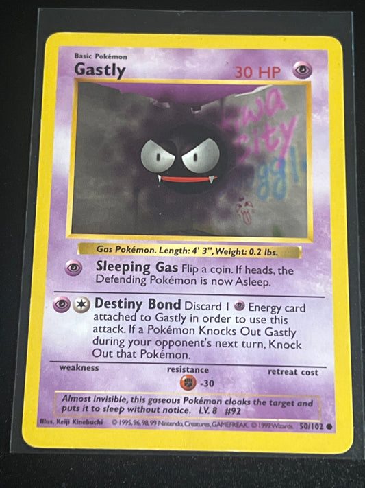 1999 Pokemon GASTLY - Base Set - Shadowless - #50