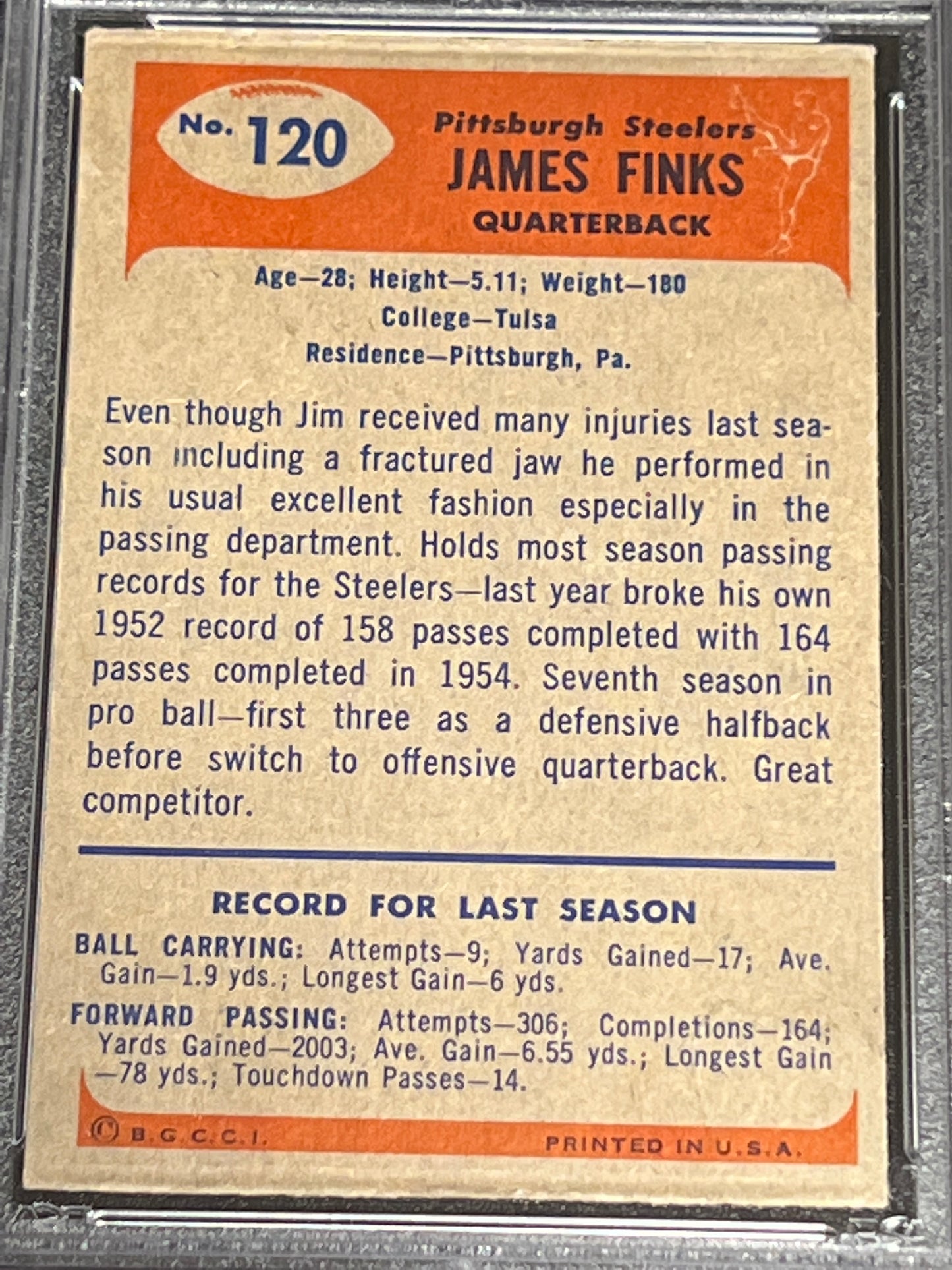 1955 Bowman JIM FINKS - PSA 4 #120