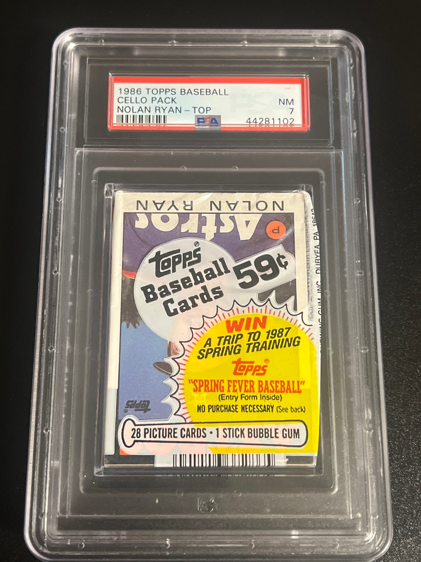 1986 Topps Baseball UNOPENED Cello PACK - PSA 7 (Nolan Ryan On Top)