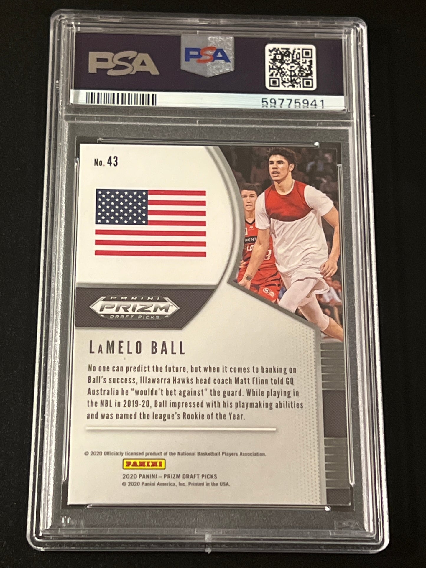 2020 Panini Prizm - LAMELO BALL - RC- #43 - PSA 10