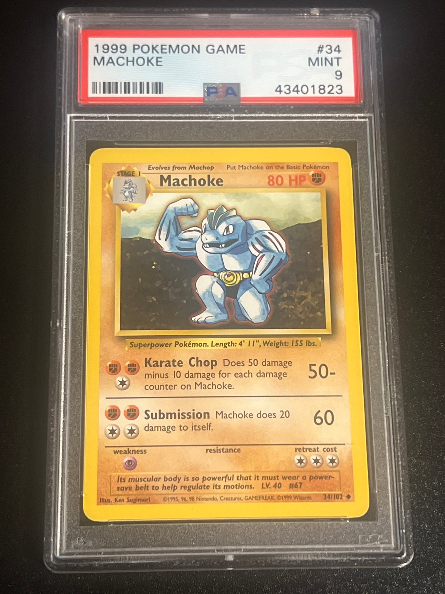 1999 Pokemon Game MACHOKE - PSA 9