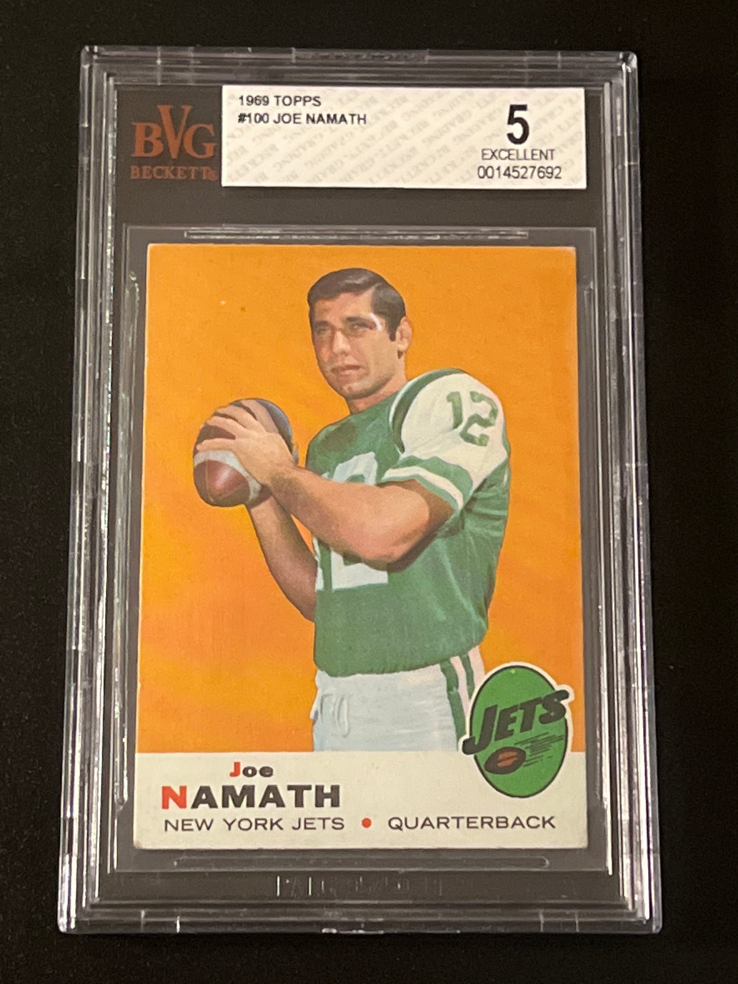 1969 Topps JOE NAMATH  - #100 - BVG 5