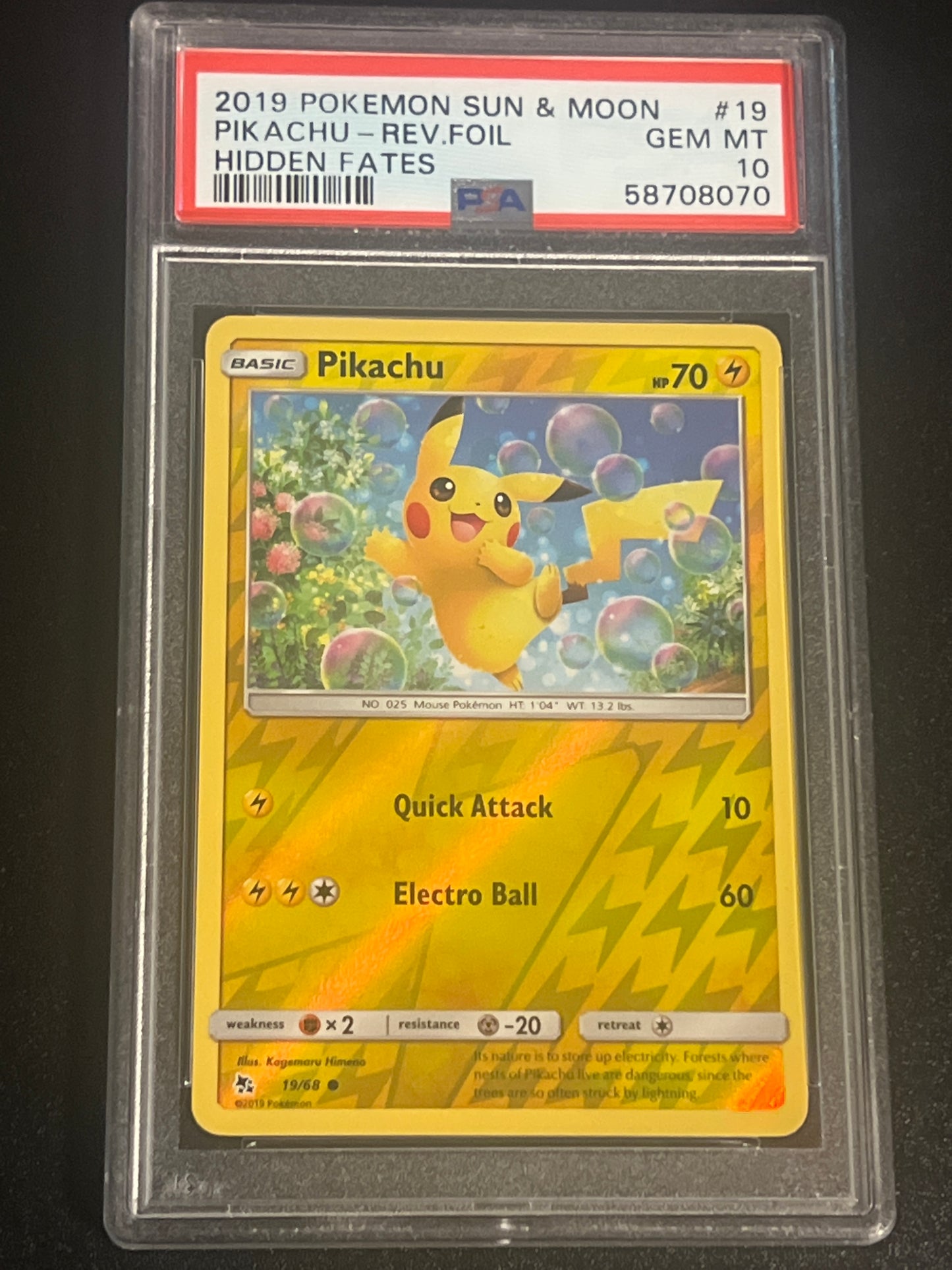 2019 Pokemon Sun & Moon Pikachu - Rev.Foil - PSA 10