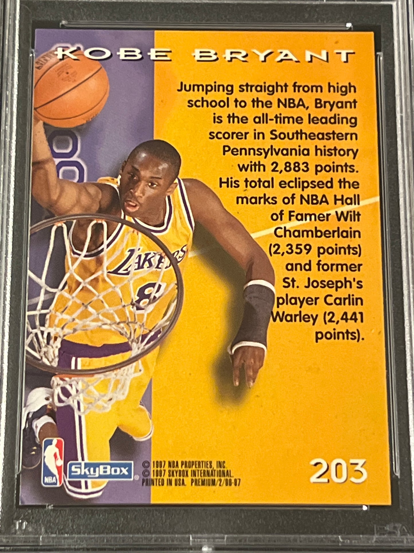 1996 Skybox Premium - KOBE BRYANT - RC - #203 - PSA 9