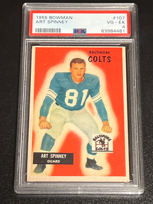 1955 Bowman ART SPINNEY - #107 - PSA 4