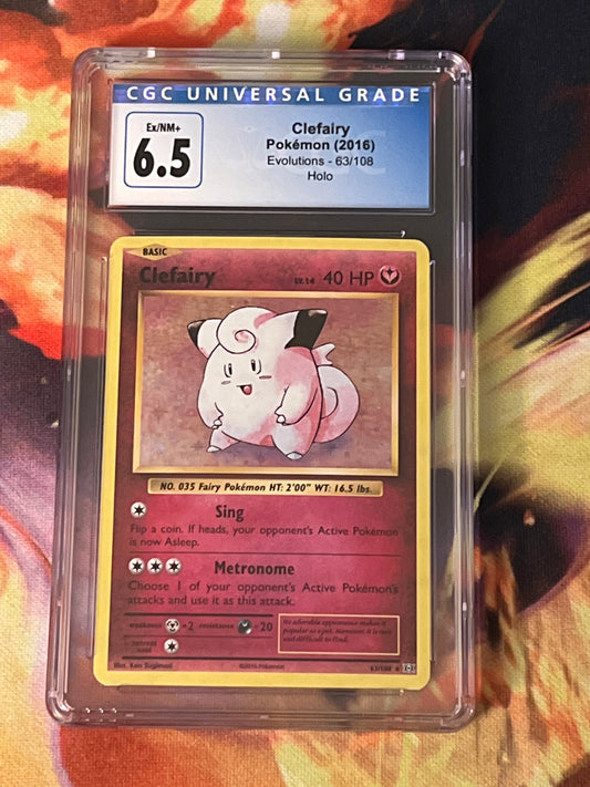 2016 Pokemon - Clefairy - Holo Rare - Graded CGC 6.5 - #63