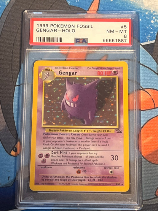 1999 Pokemon Fossil Gengar - Holo - Graded PSA 8 - #5