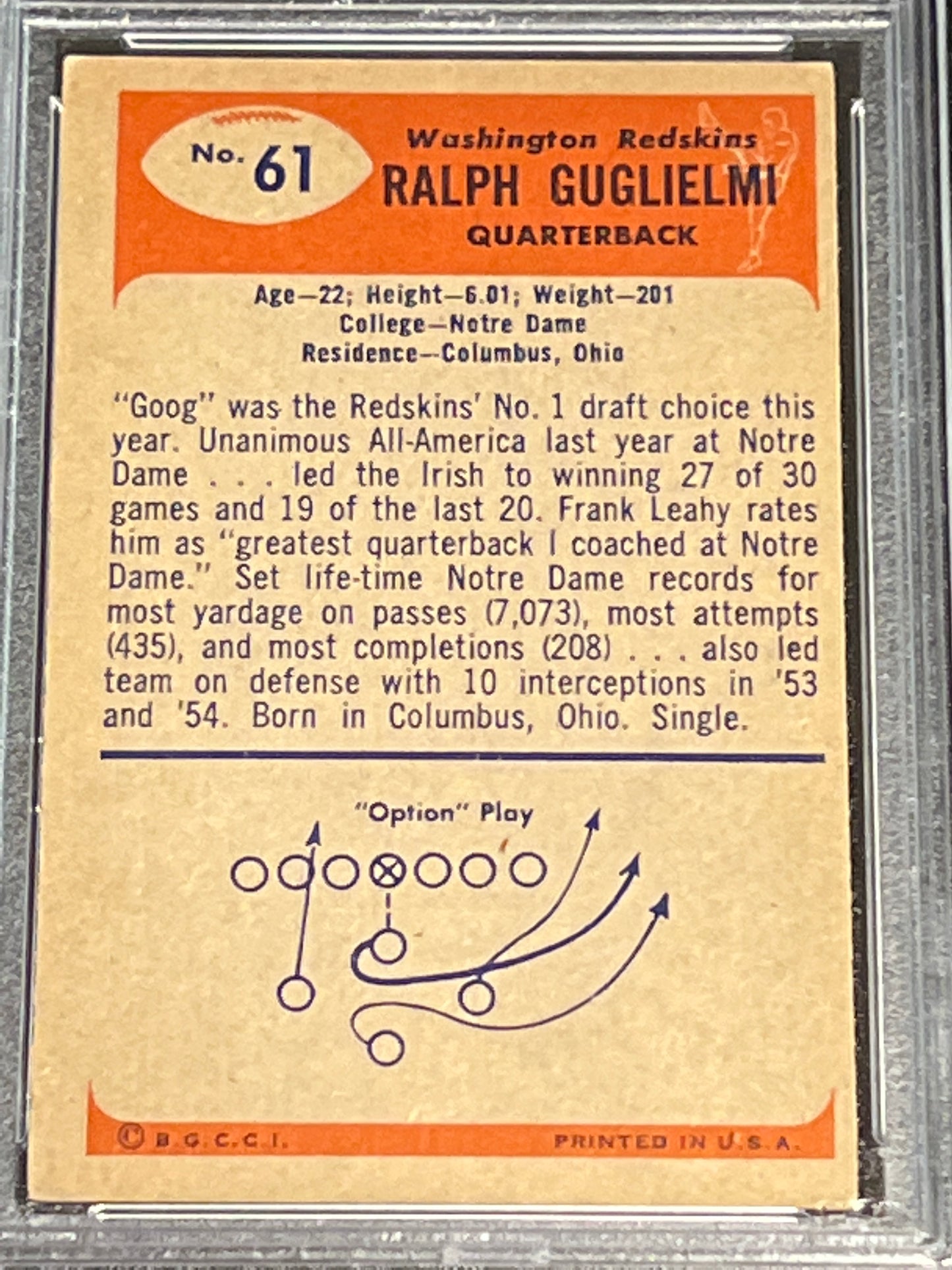 1955 Bowman RALPH GUGLIELMI  - RC - #61 - PSA 4.5