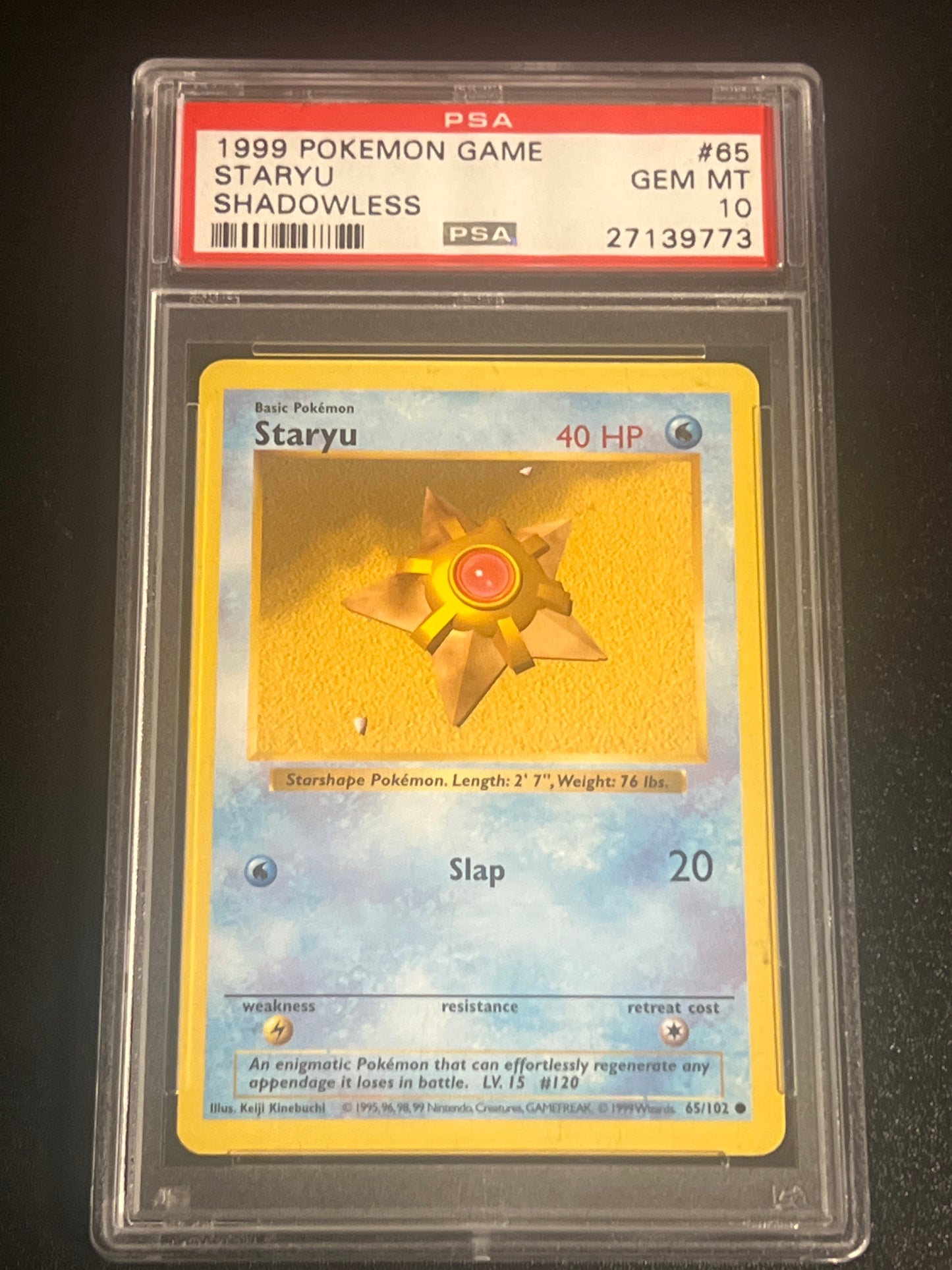 1999 Pokemon Game STARYU - Shadowless - PSA 10