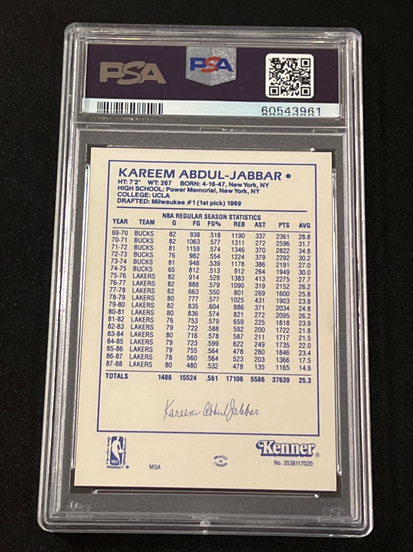 1988 Kenner KAREEM ABDUL-JABBAR - PSA 5