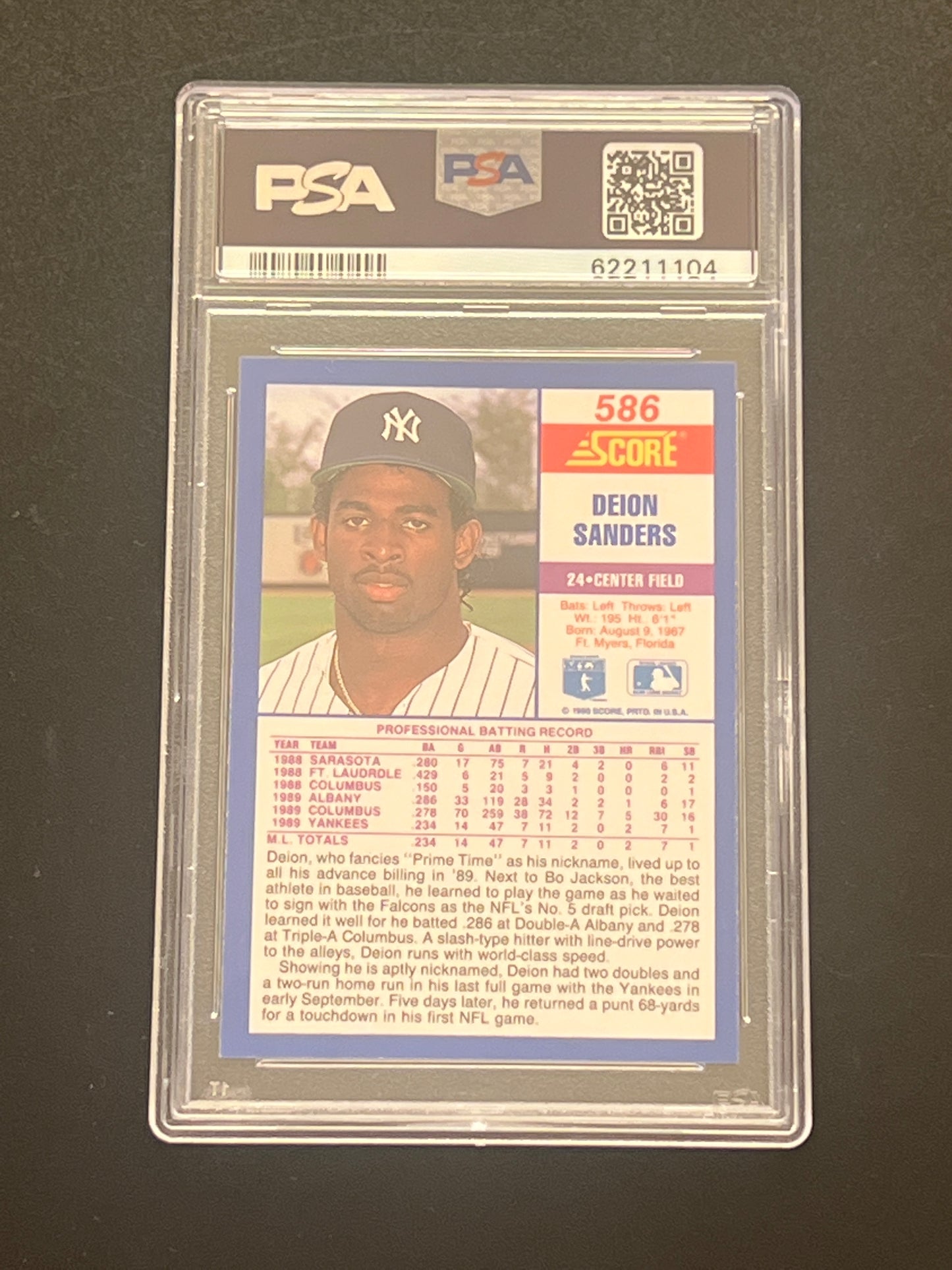 1990 Score DEION SANDERS - #586 - PSA 8 NM-MT