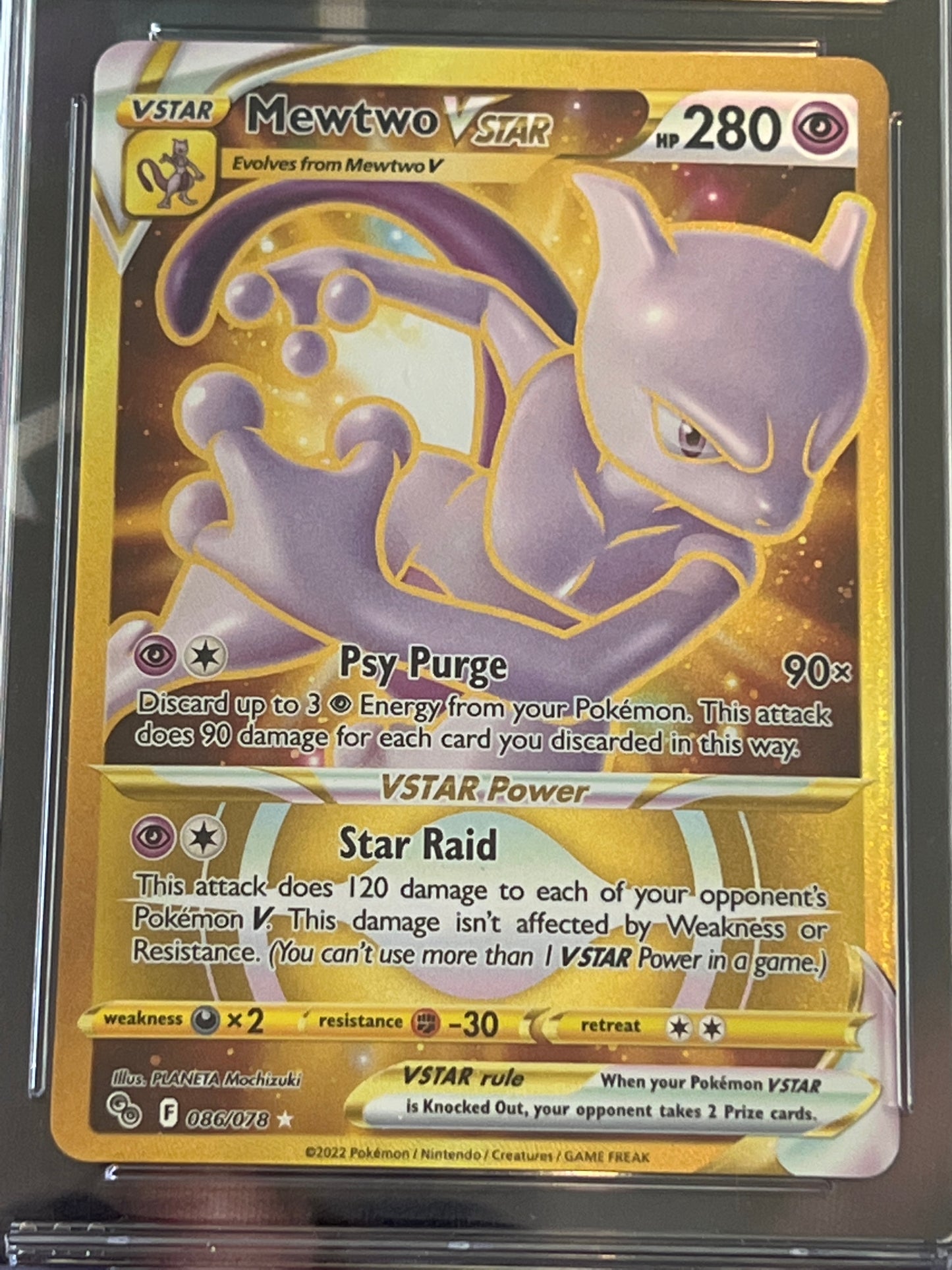 2022 Pokemon MewTwo Vstar - Secret Rare - Graded CGC 9.5 - #86