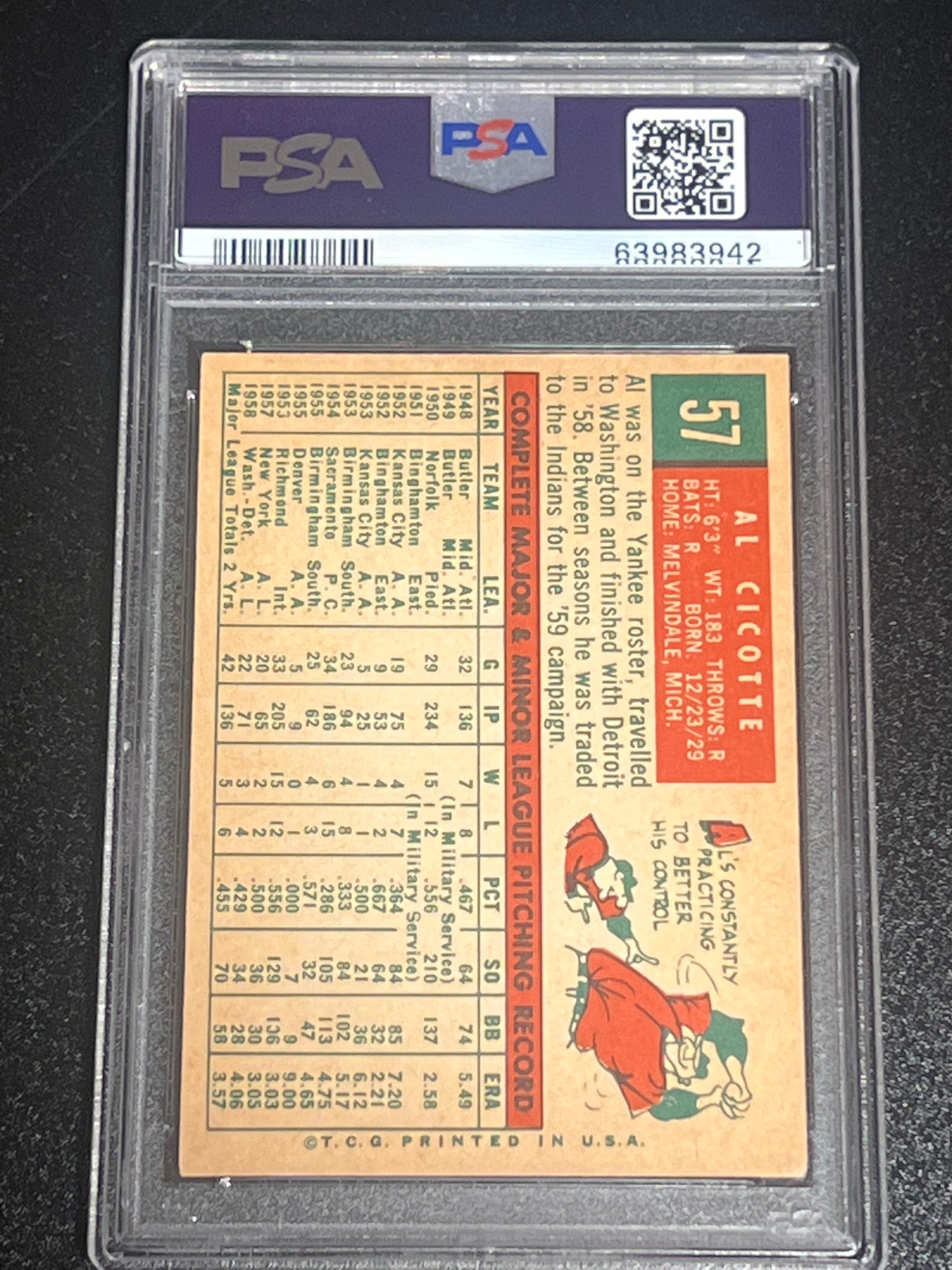 1959 Topps AL CICOTTE - #57 - PSA 5